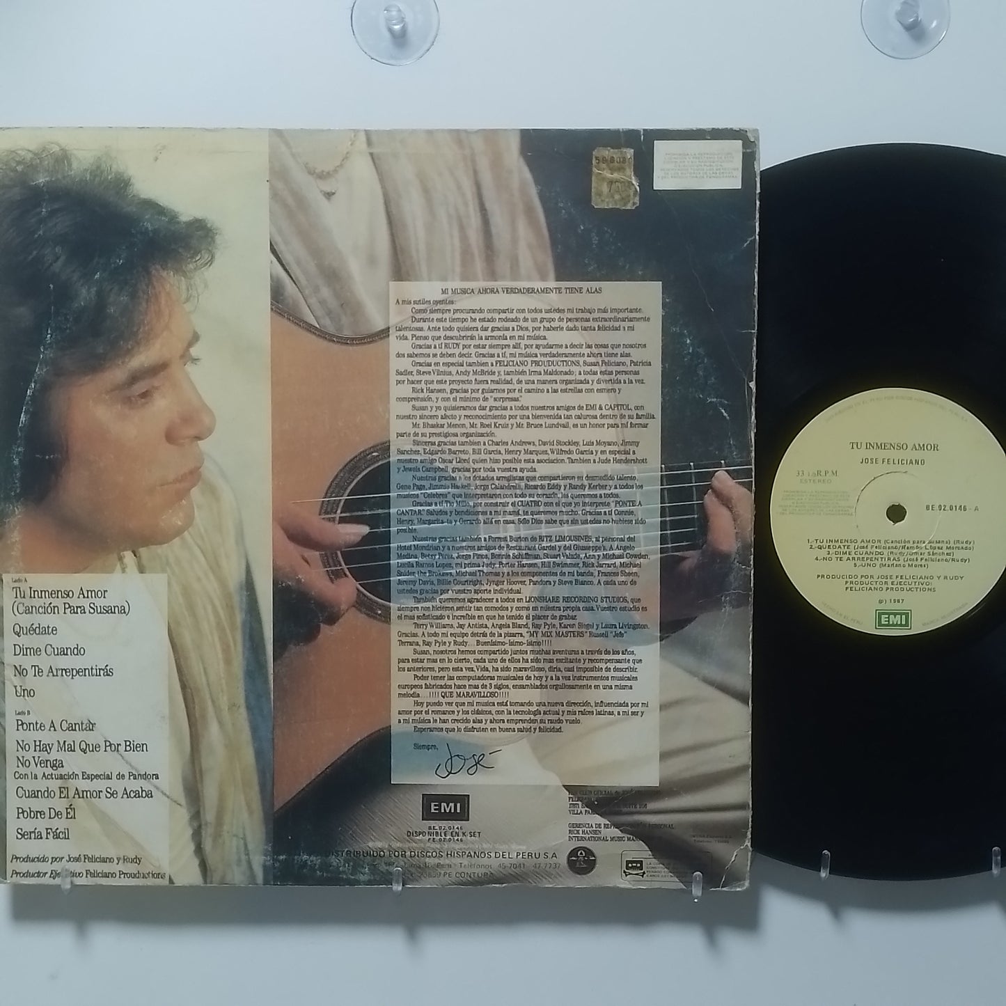 lp Jose Feliciano Tu Inmenso Amor made peru 1987 latin