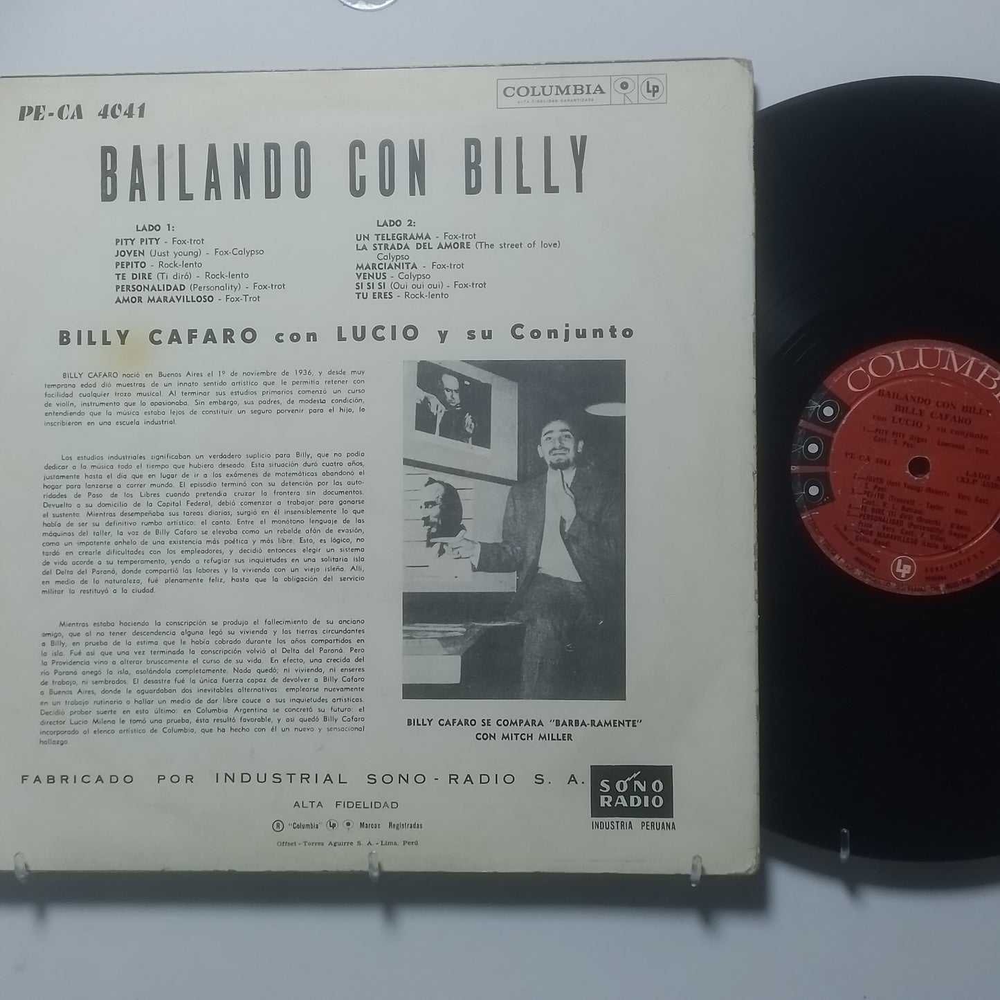 lp Billy Cafaro Bailando Con Billy made peru 1959 latin rock