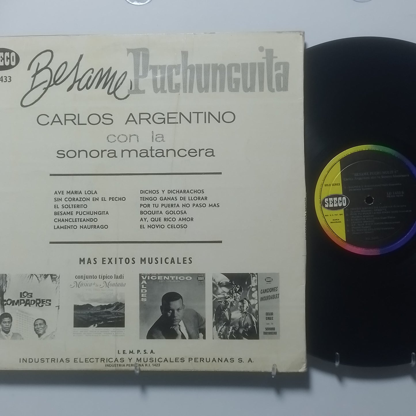 lp Carlos Argentino con La Sonora Matancera Besame Puchunguita made peru 1970 guaracha latin