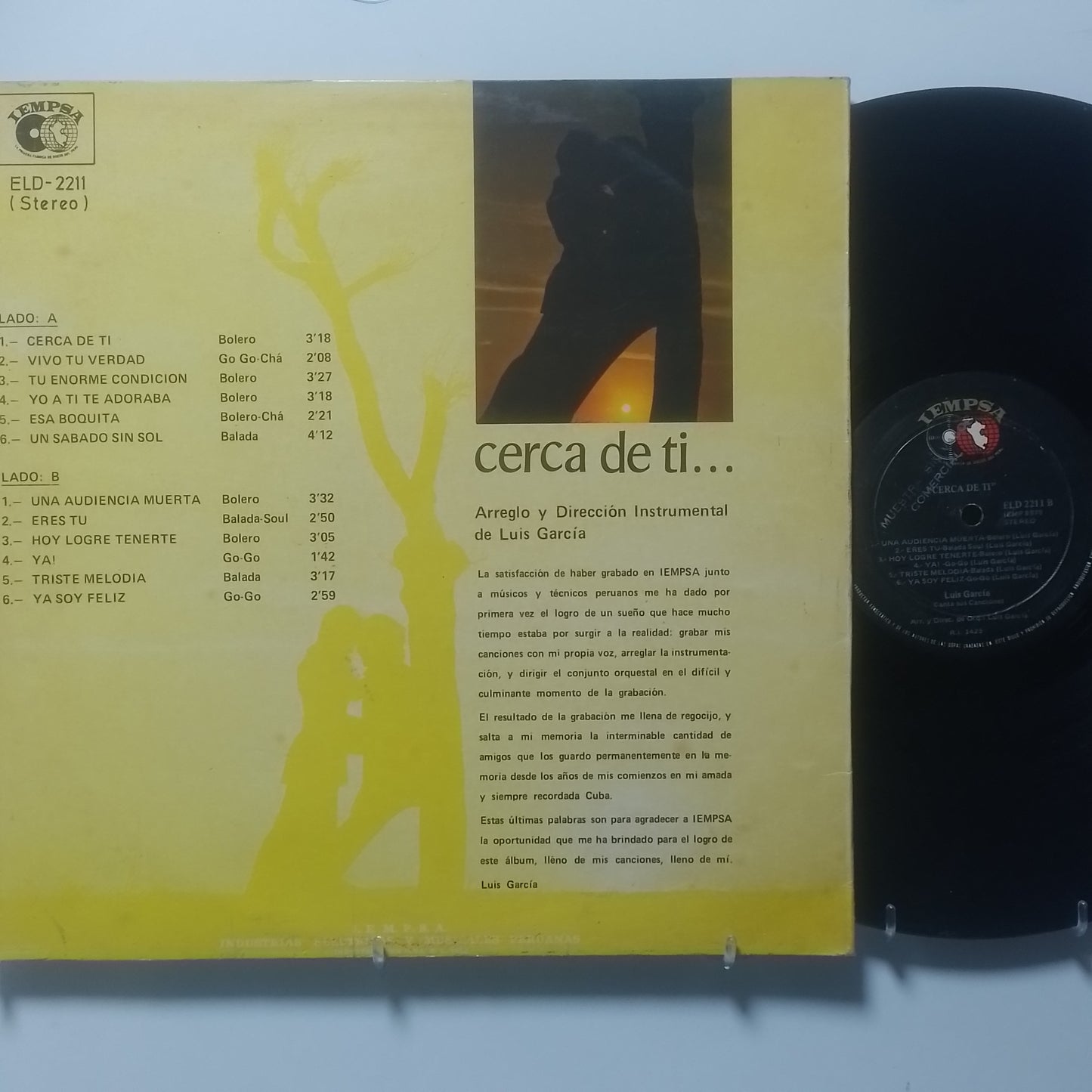 lp Luis Garcia Cerca De Ti made peru 1974 promocional latin bolero