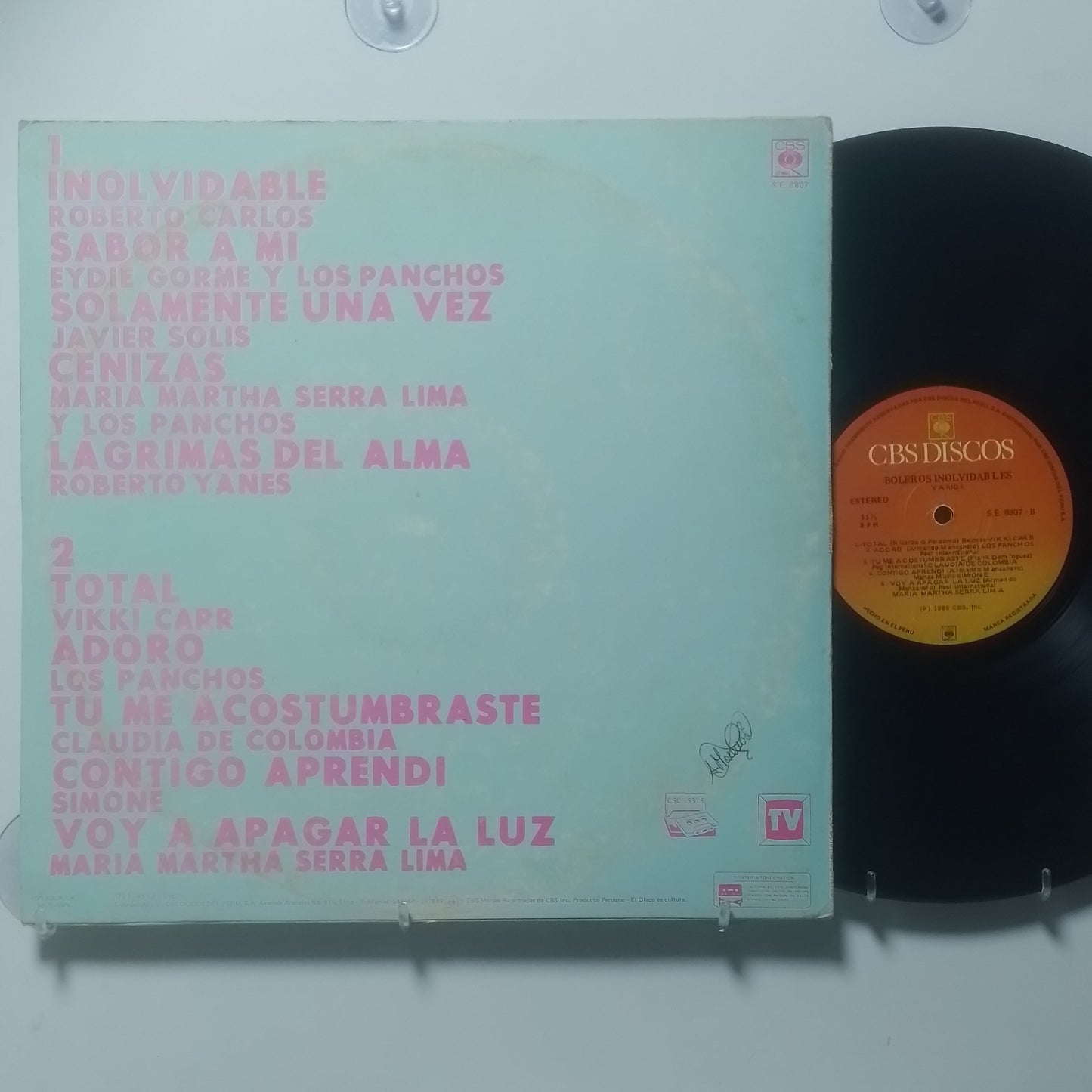 lp Boleros Inolvidables Roberto Carlos Javier Solis Claudia De Colombia varios made peru 1989 latin bolero baladas