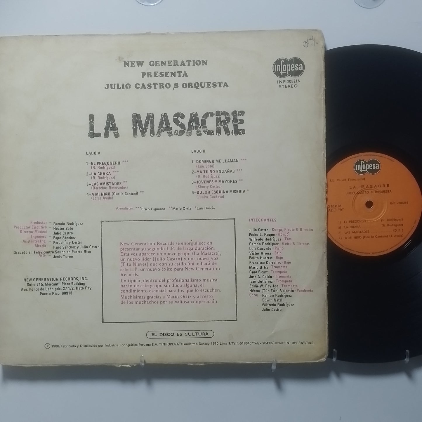 lp Julio Castro & Orquesta La Masacre made peru 1980 salsa