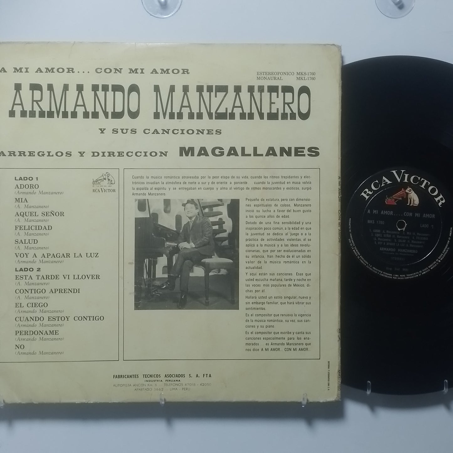 lp Armando Manzanero A Mi Amor Con Mi Amor made peru 1985 bolero latin