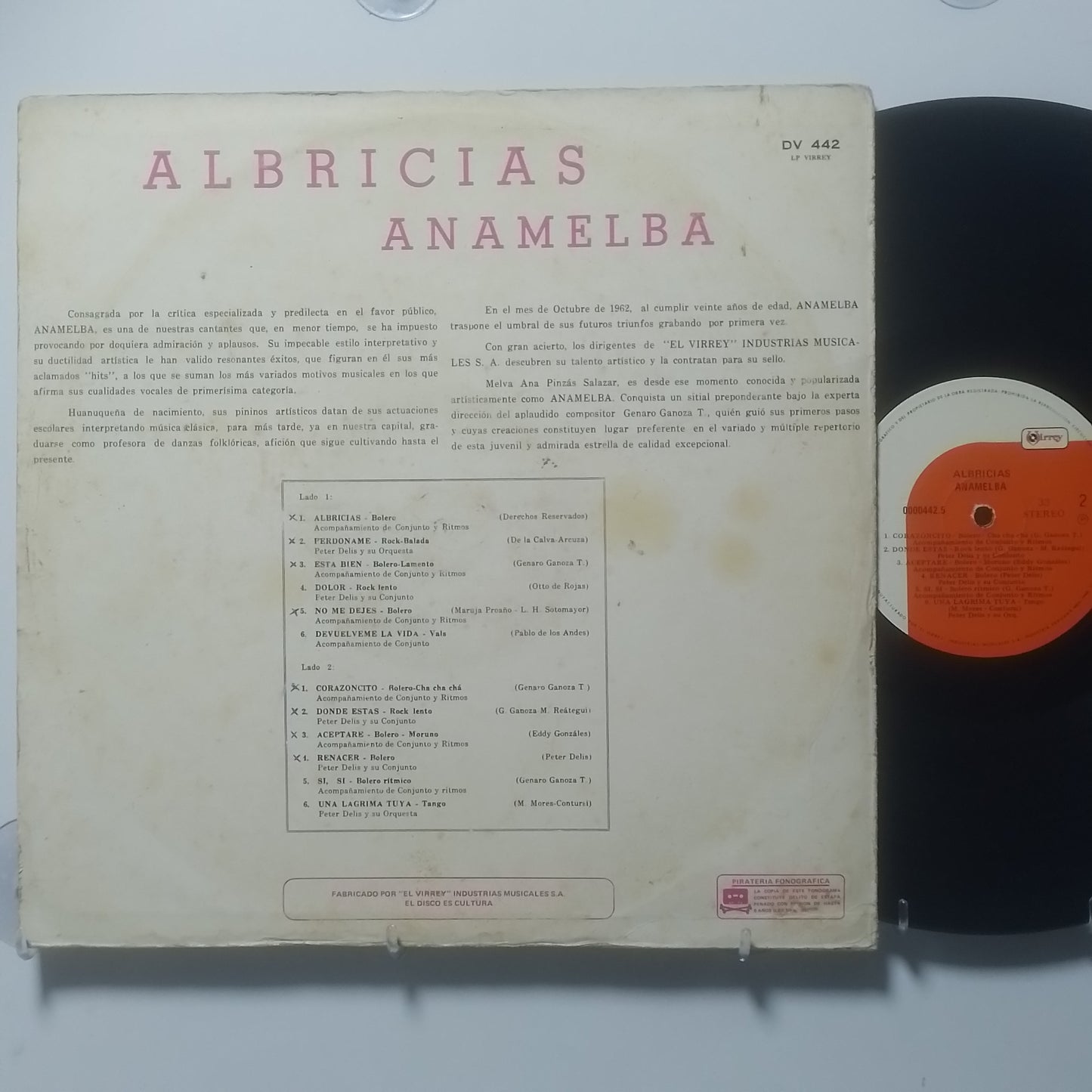 lp Anamelba Albricias made peru 1962 bolero latin