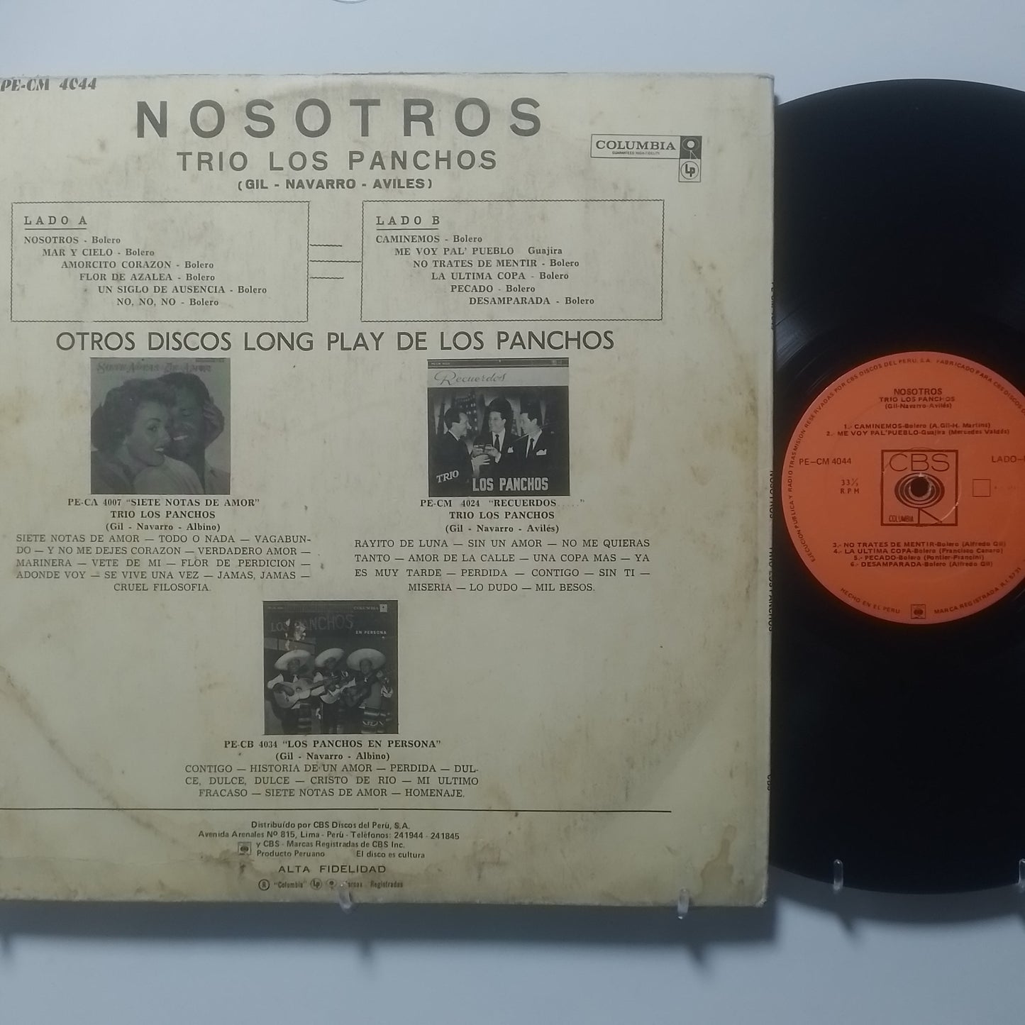 lp trio los panchos nosotros made peru 1964 latin bolero