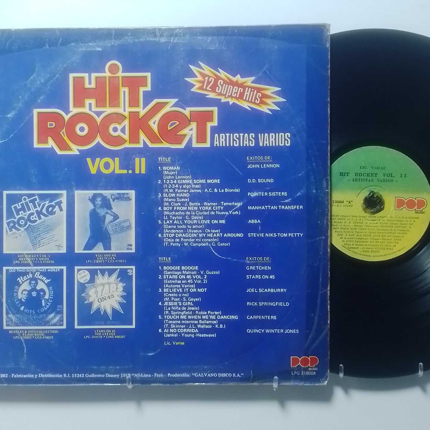 lp hit rocket 12 super hits vol 2 stars on 45 stevie nicks abba varios made peru 1981 rock