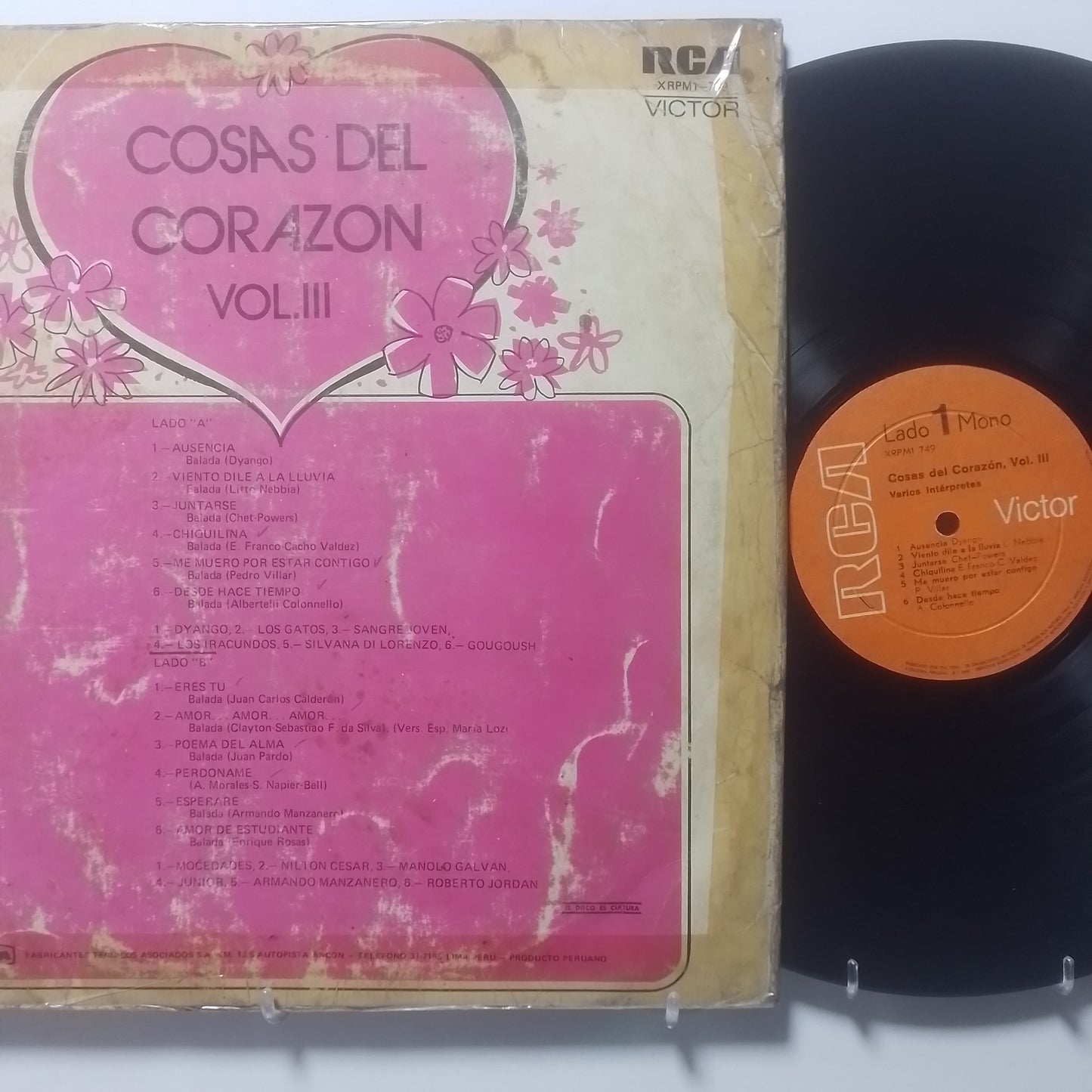 lp Cosas Del Corazon Vol 3 Dyango Los Gatos Roberto Jordan varios made peru 1975 latin rock