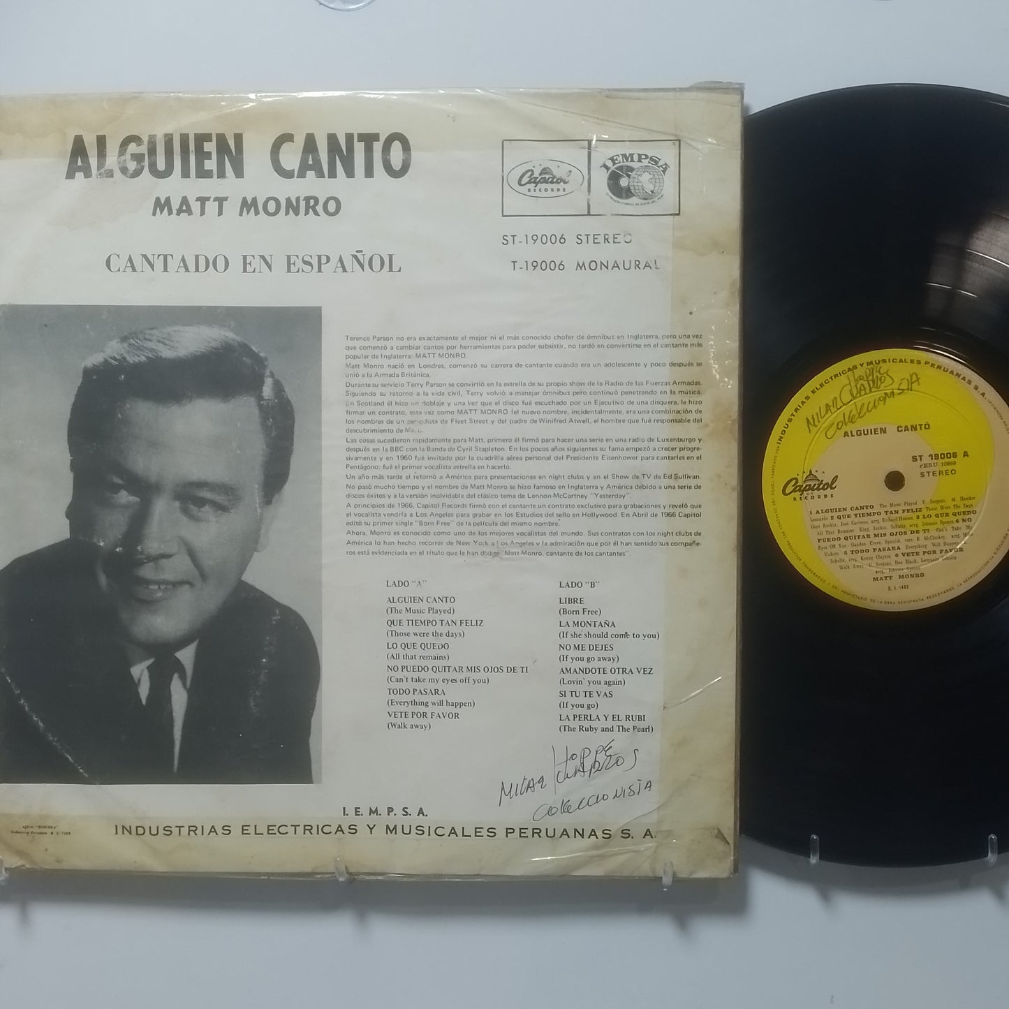 lp Matt Monro Alguien Canto made peru 1969 balada