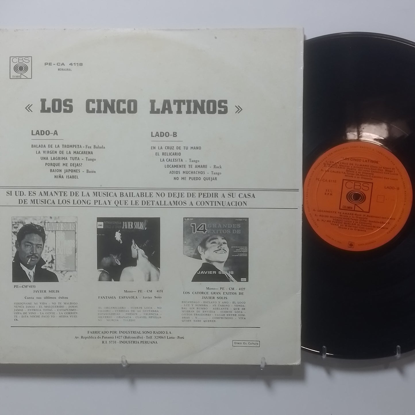 lp Los Cinco Latinos Los Cinco Latinos made peru 1964 latin