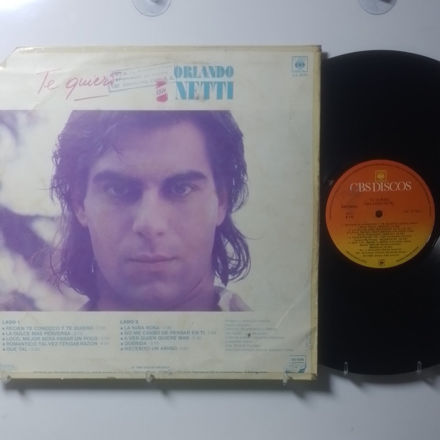 lp Orlando Netti Te Quiero made peru 1985 latin pop