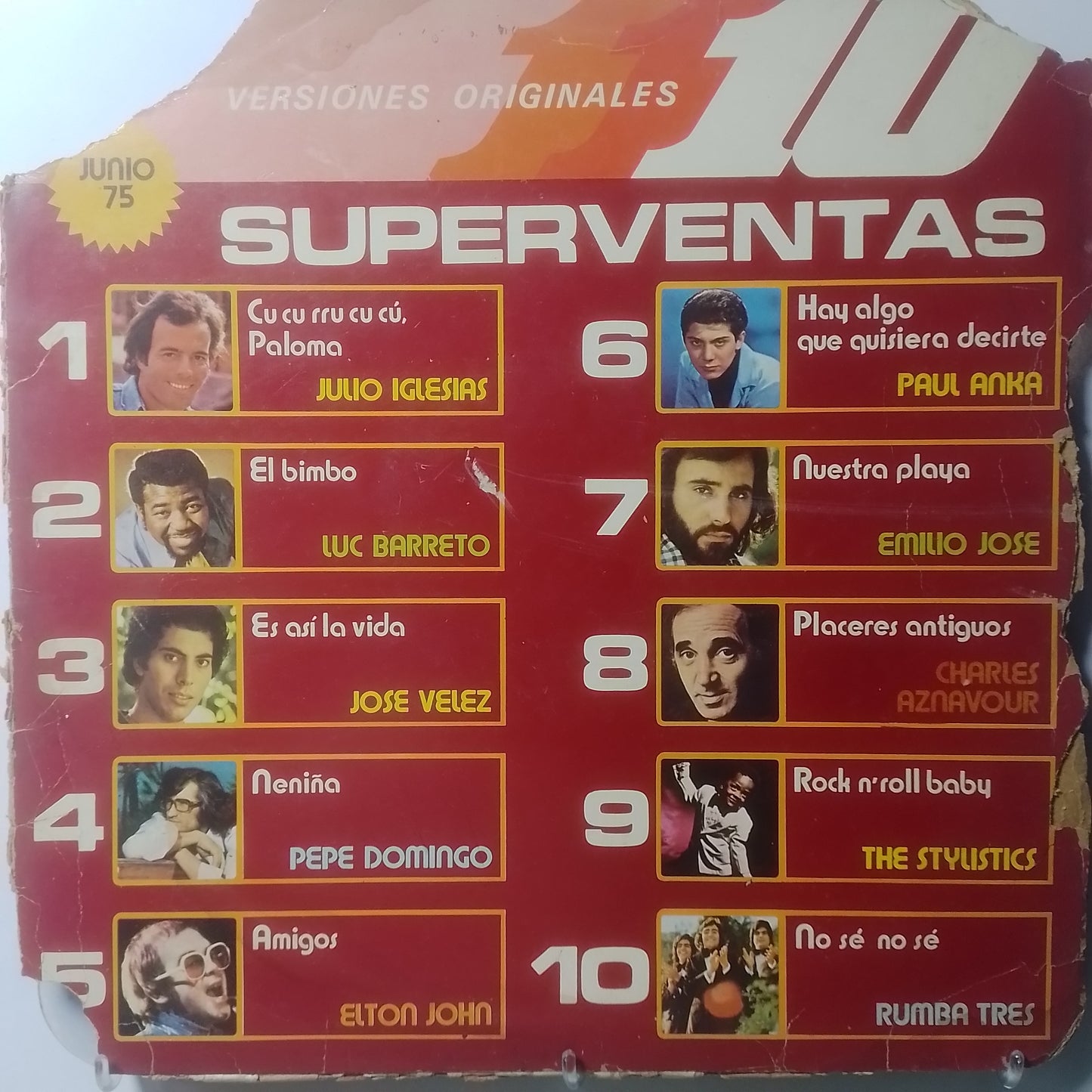 lp 10 Superventas Mayo 75 julio iglesias elton john paul anka varios made chile 1975 latin pop