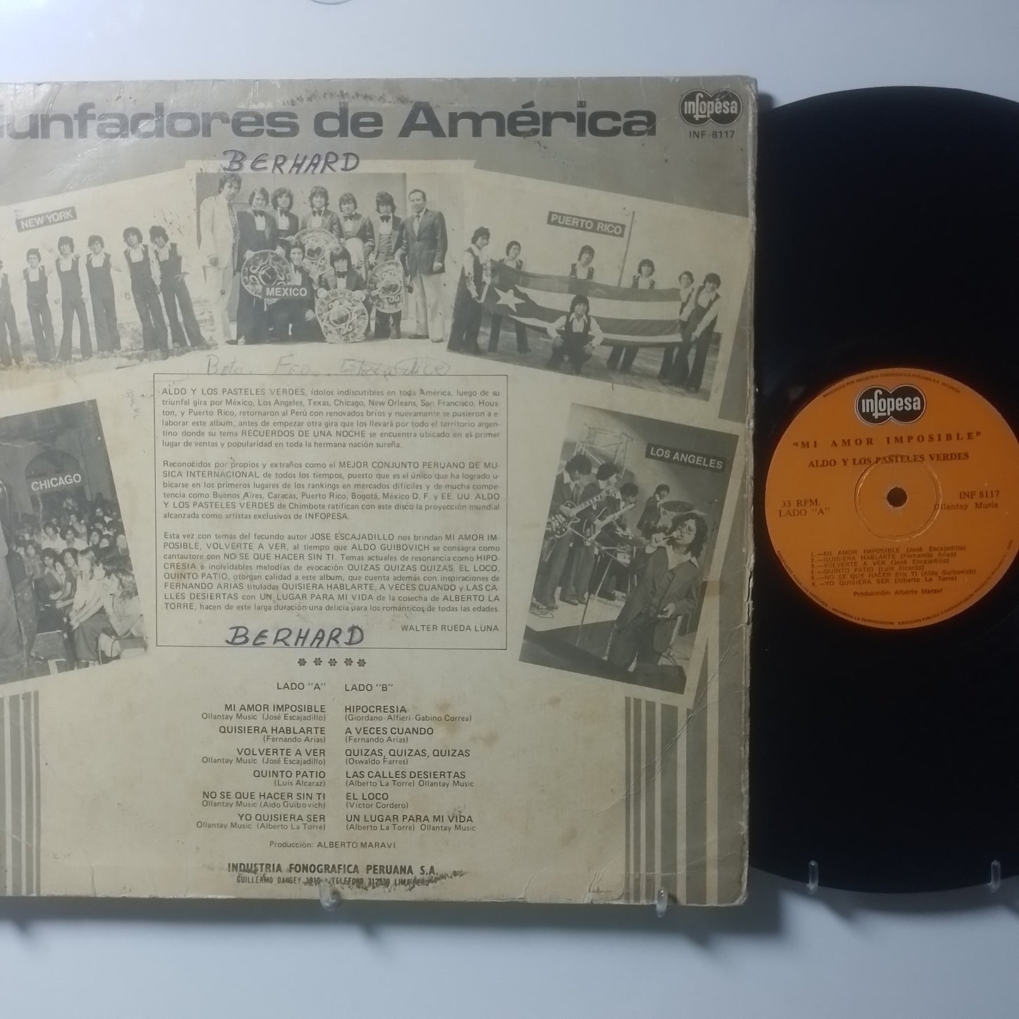 lp los pasteles verdes mi amor imposible made peru 1977 latin pop