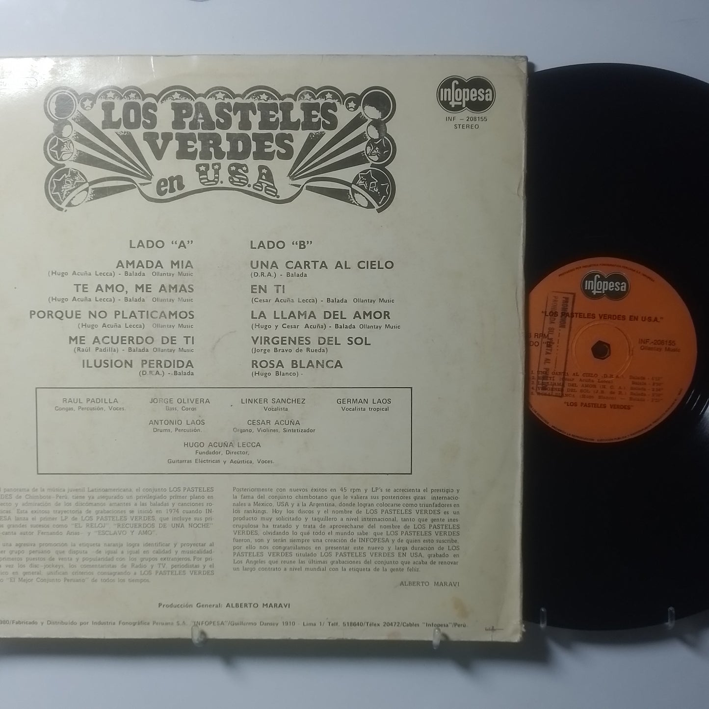 lp Los Pasteles Verdes en U.S.A. made peru 1980 rock latin