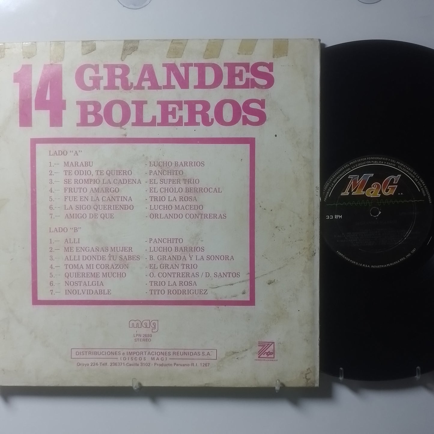 lp 14 grandes boleros lucho barrios cholo berrocal lucho macedo made peru 1970 latin bolero