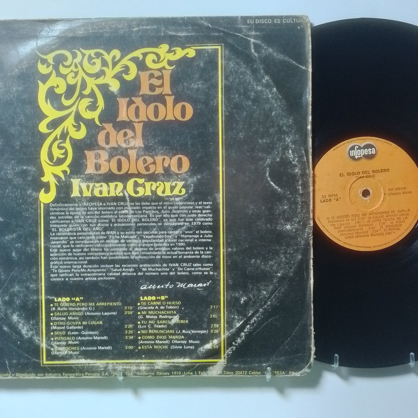 lp Ivan Cruz El idolo Del Bolero made peru 1980 bolero