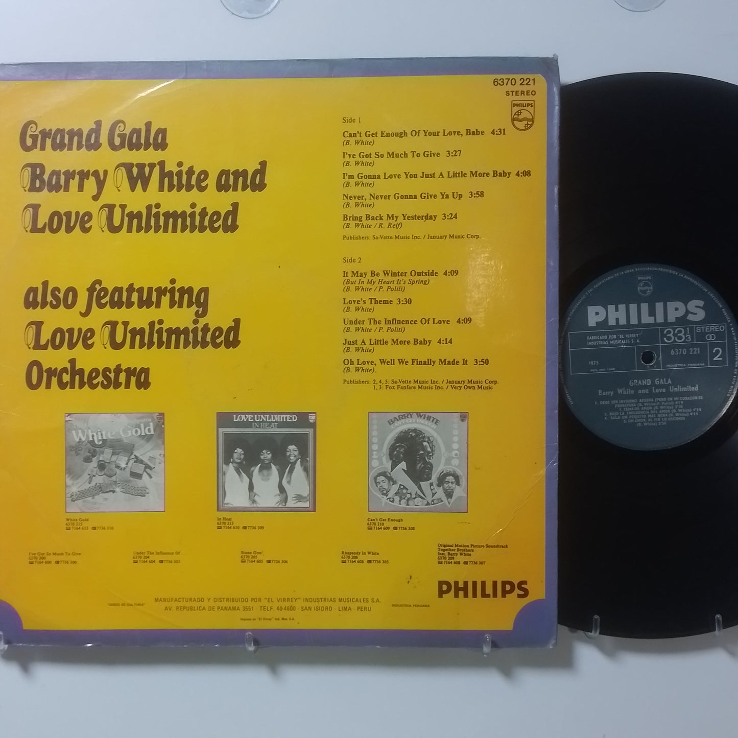 lp Barry White And Love Unlimited Grand Gala made peru 1973 funk soul