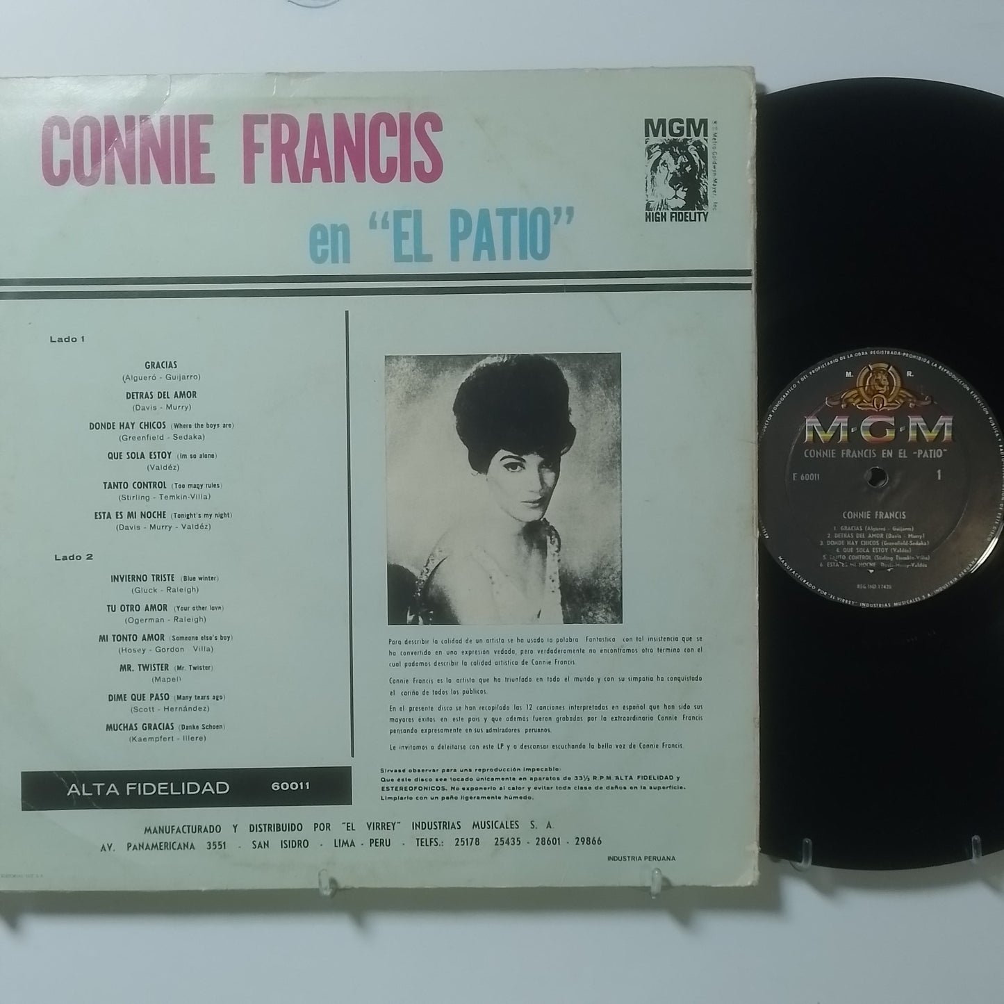 lp Connie Francis Connie Francis En El Patio made peru 1962 latin pop