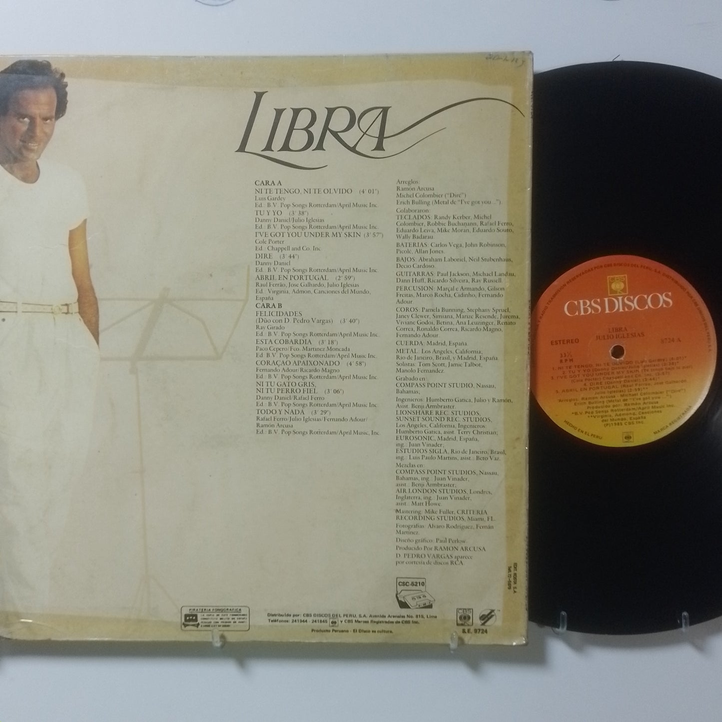 lp Julio Iglesias Libra made peru 1985 latin pop