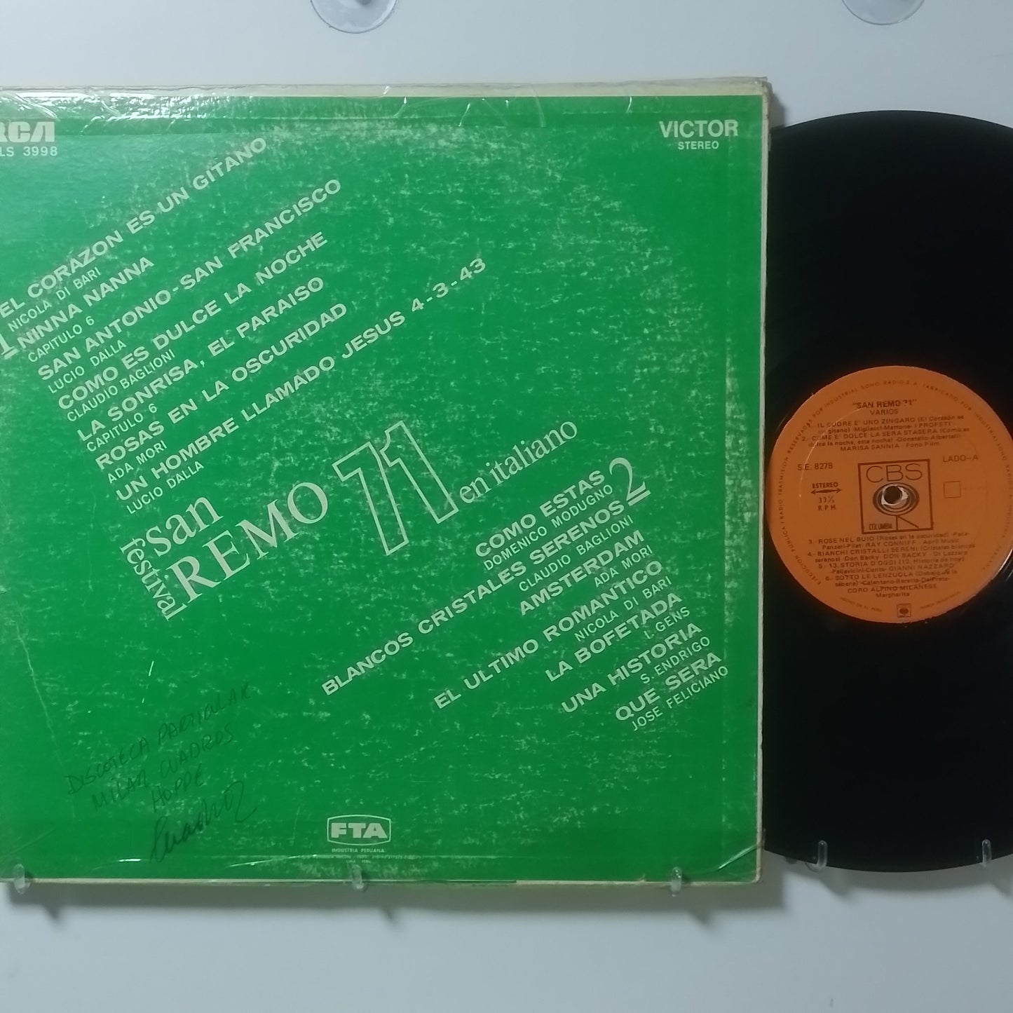 lp Festival San Remo 71 en italiano Nicola Di Bari Domenico Modugno Nicola Di Bari varios made peru 1971 balada pop