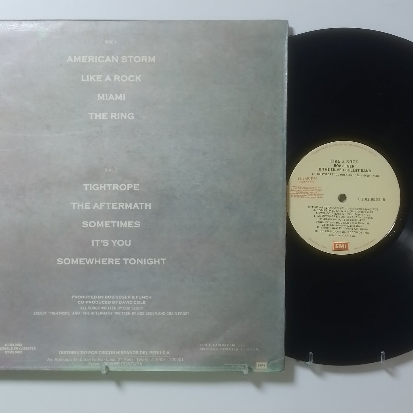 lp Bob Seger & The Silver Bullet Band Like A Rock made peru 1986 rock