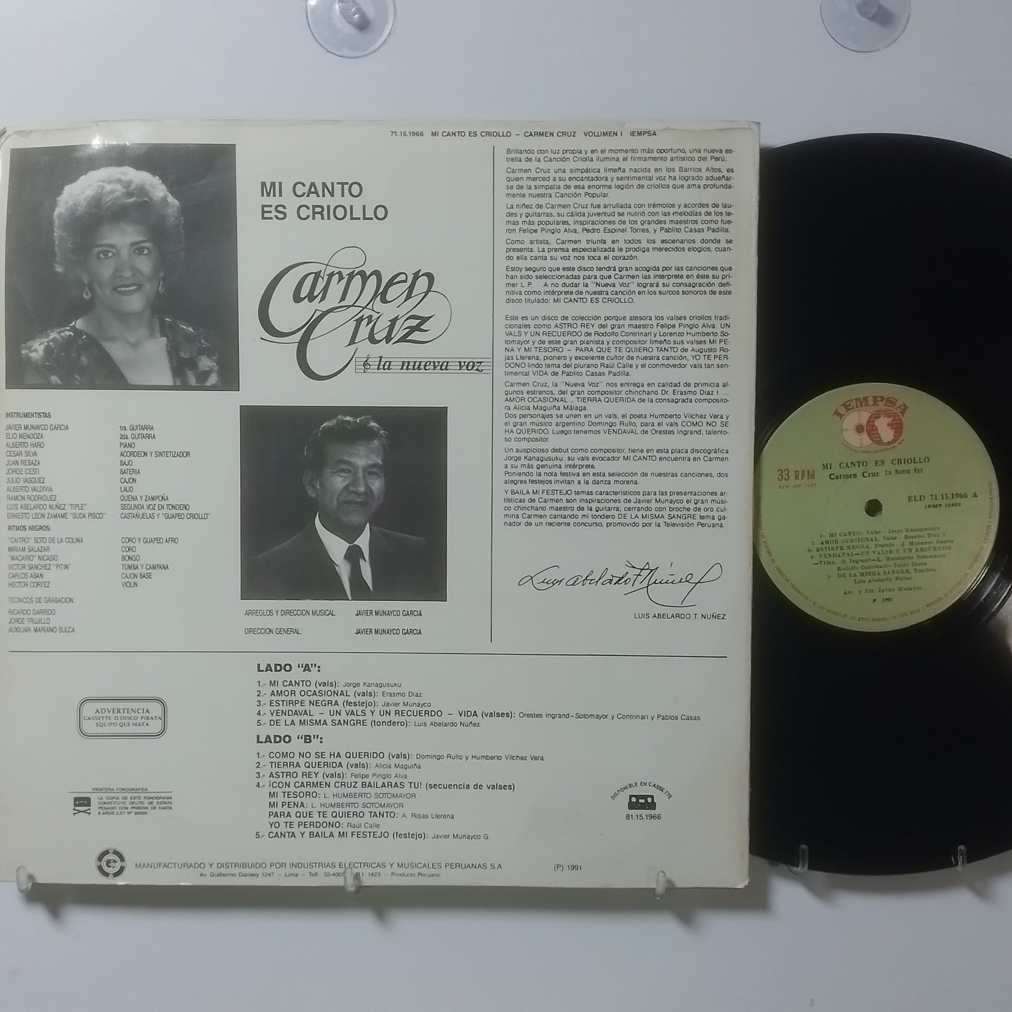 lp carmen cruz mi canto es criollo made peru 1991 criollo folk