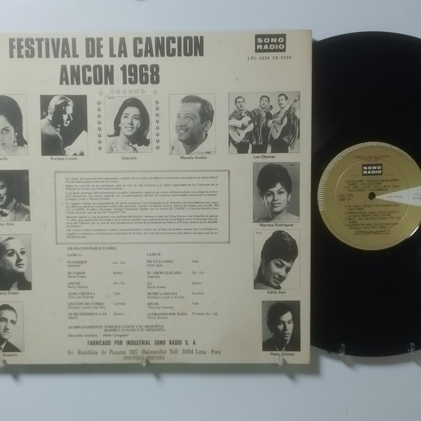 lp Festival De La Cancion De Ancon 1968 sonoradio Enrique Lynch Y Su Orquesta Gabriela marilu varios made peru 1968 latin cumbia