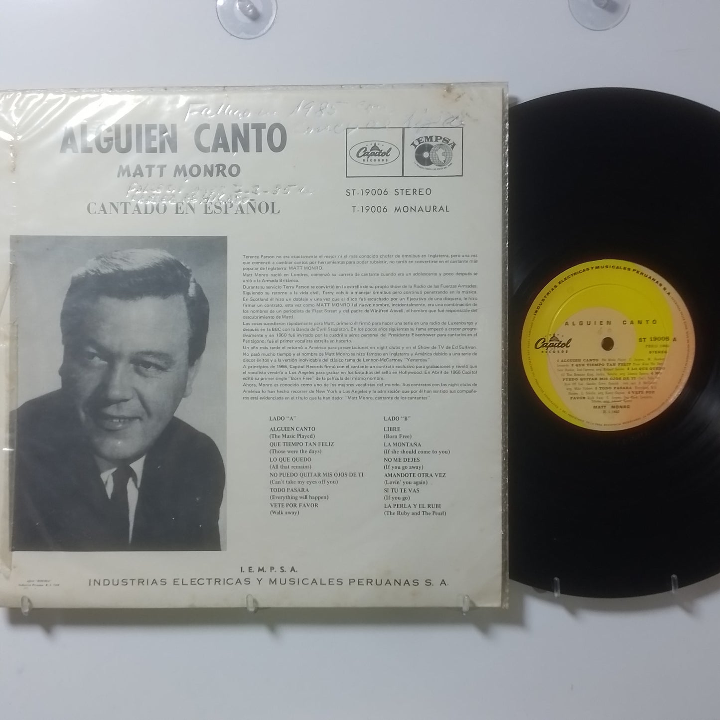 lp matt monro cantando en español alguien canto made peru 1968 balada pop