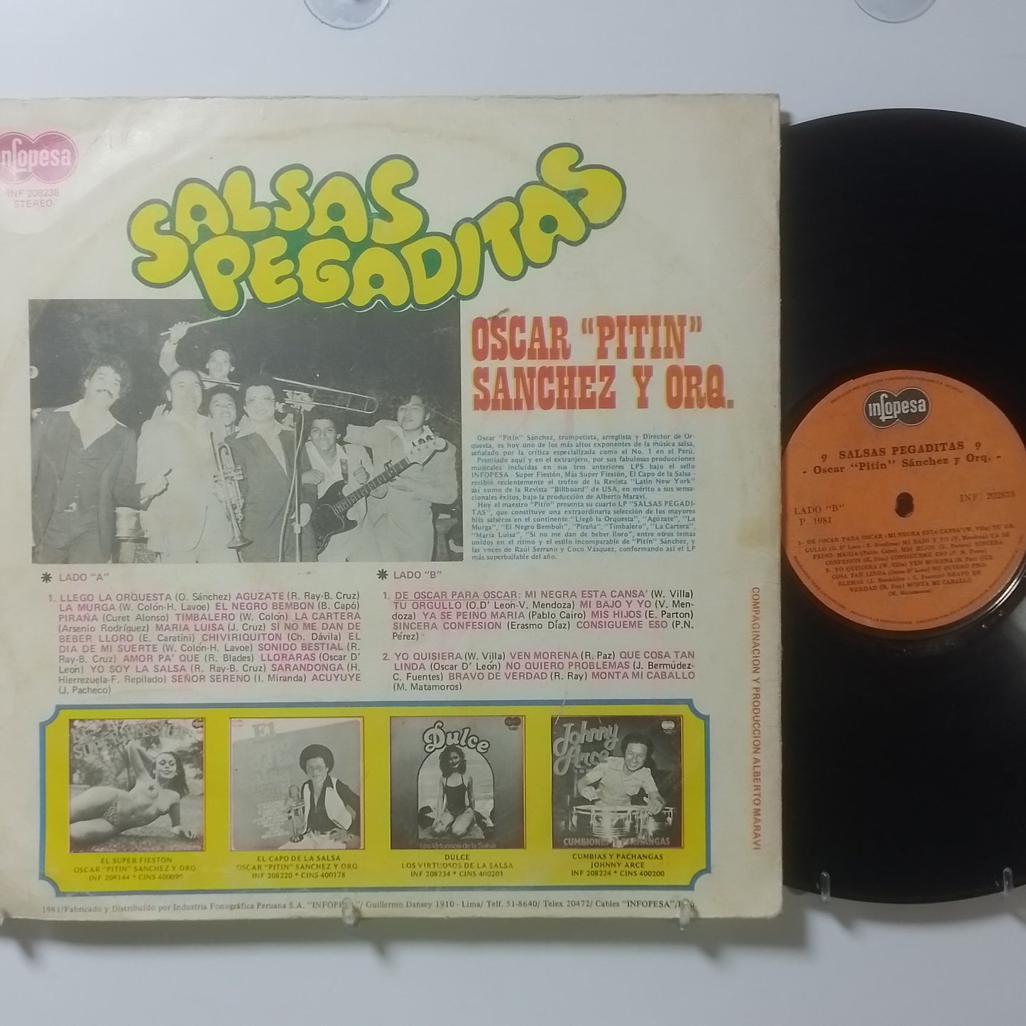 lp Oscar Pitin Sanchez Y Su Orq Hoy Salsas Pegaditas made peru 1981 salsa