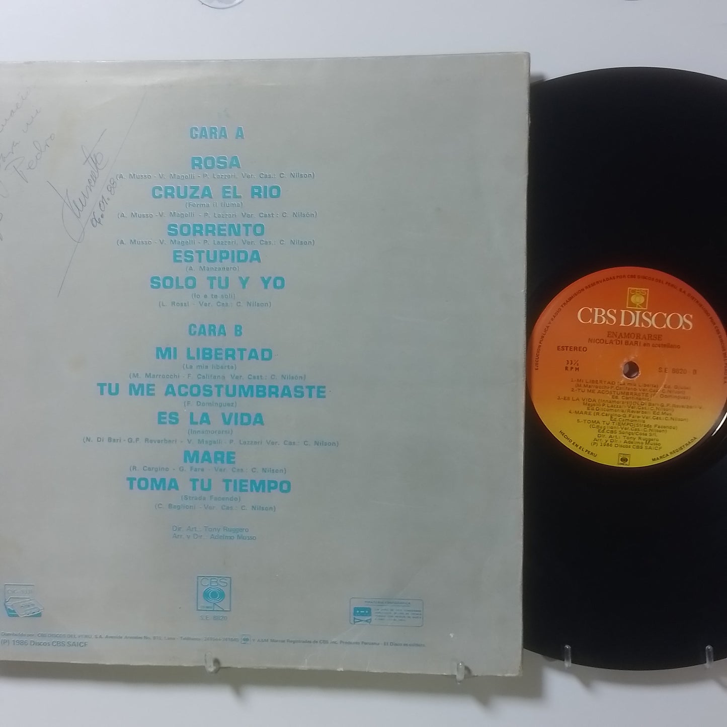 lp Nicola Di Bari Enamorarse made peru 1986 balada