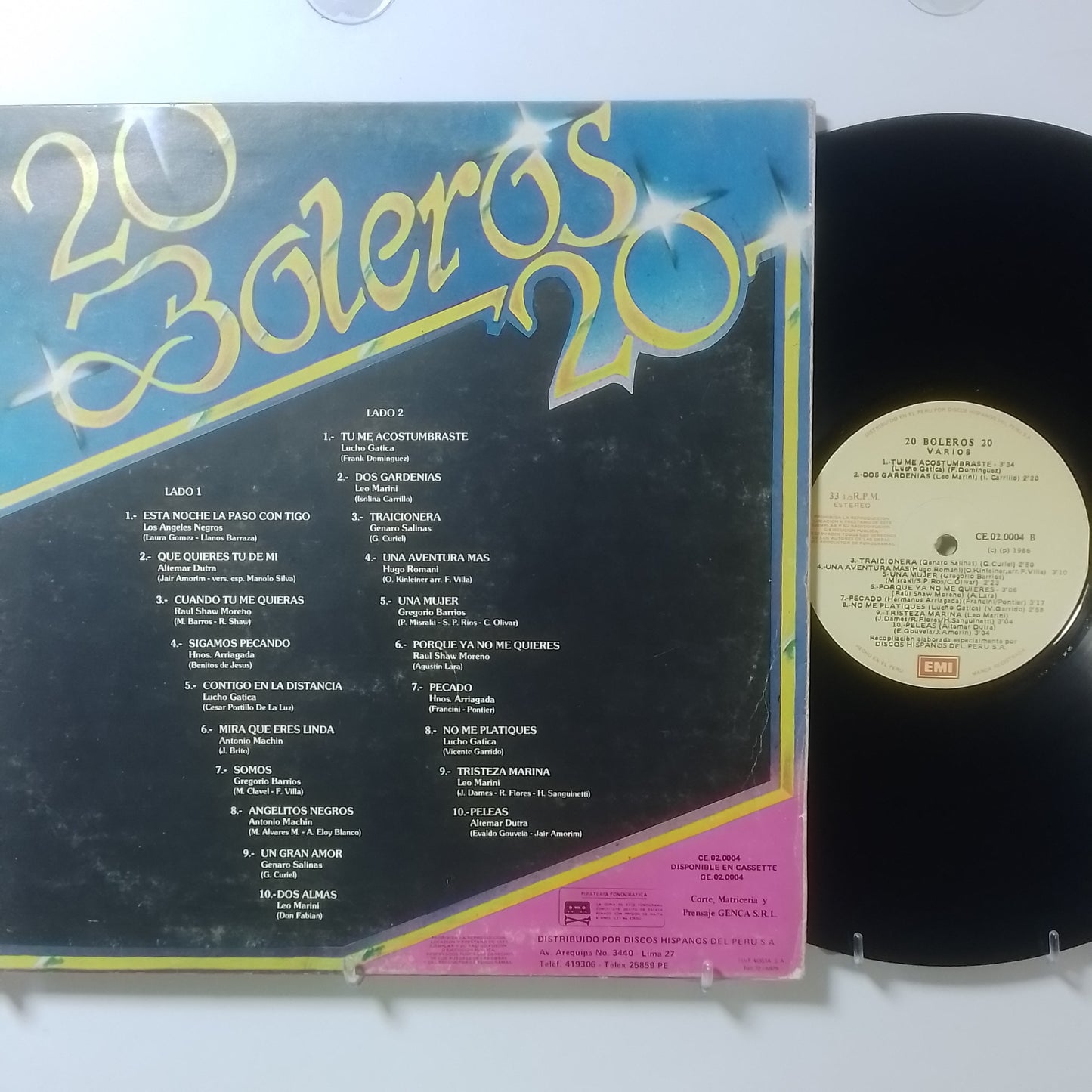 lp 20 Boleros 20 Los Angeles Negros Lucho Gatica Gregorio Barrios varios made peru 1986 latin balada