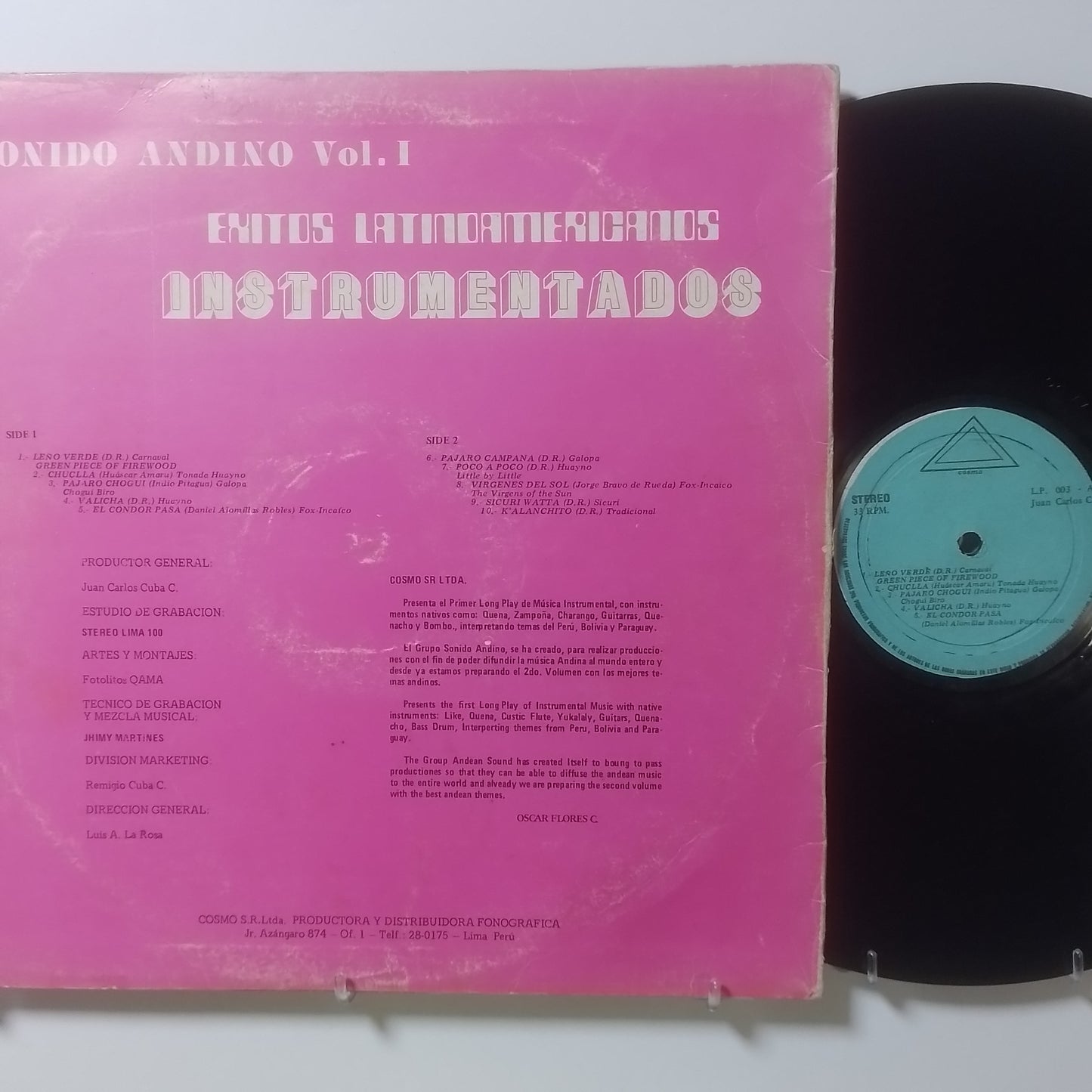 lp sonido andino exitos latinoamericanos instrumentados vol 1 made peru 1980 latin folk