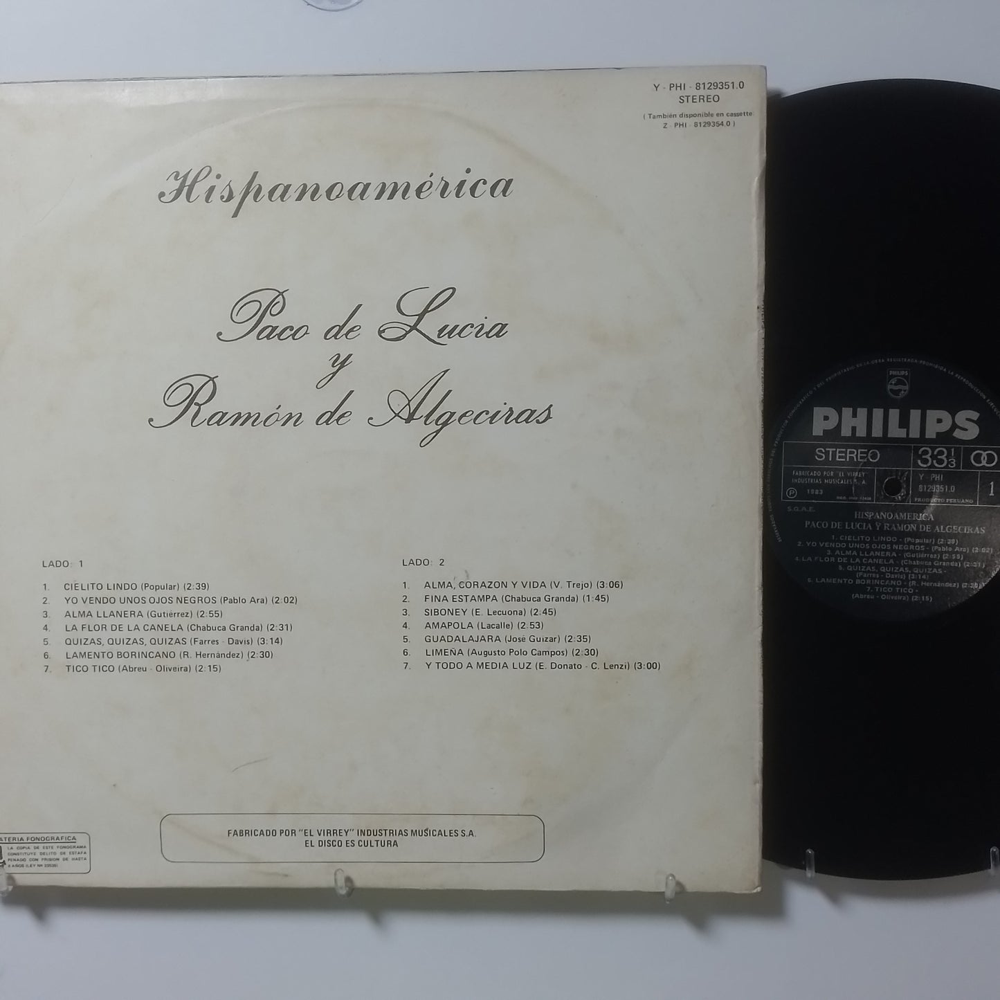 lp Paco De Lucia Y Ramon De Algeciras Hispanoamerica made peru 1983 flamenco folk