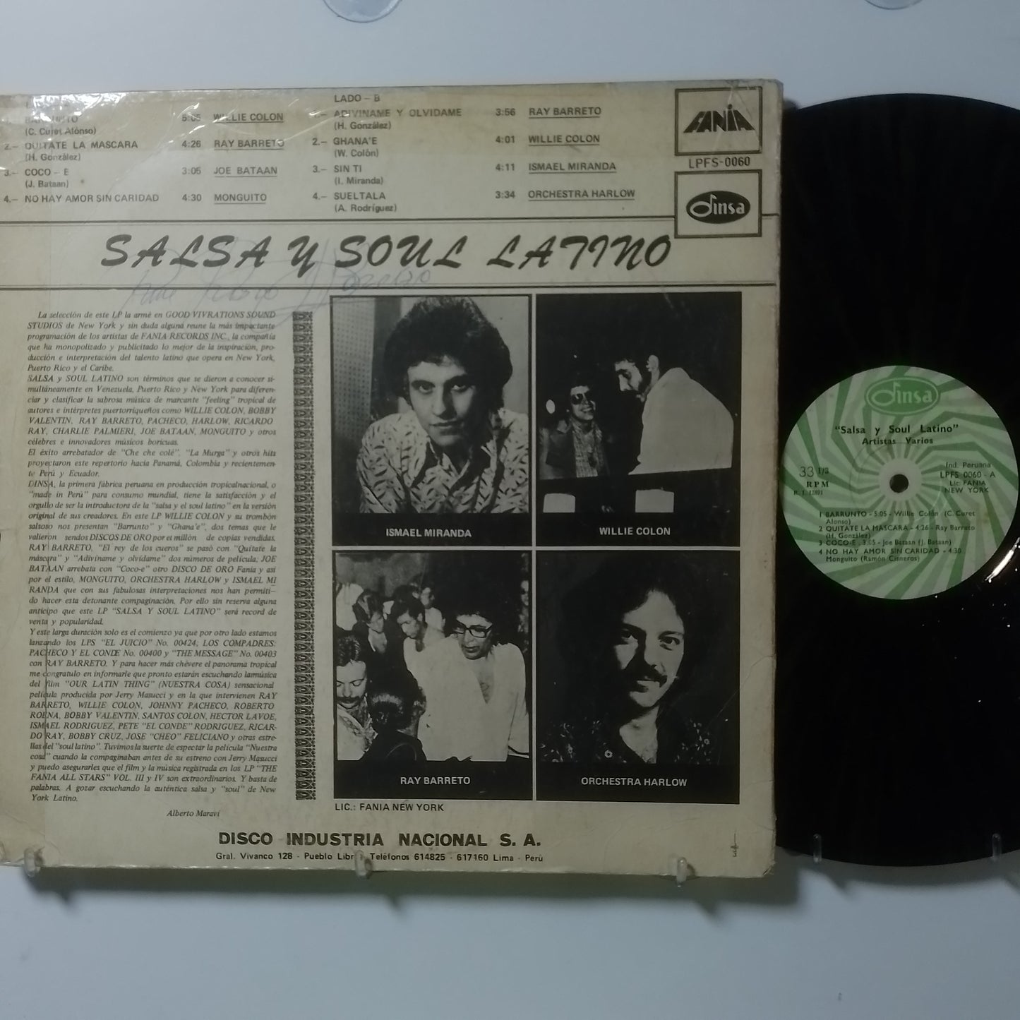 lp Salsa Y Soul Latino Willie Colon Ray Barretto Orchestra Harlow varios made peru 1972 salsa