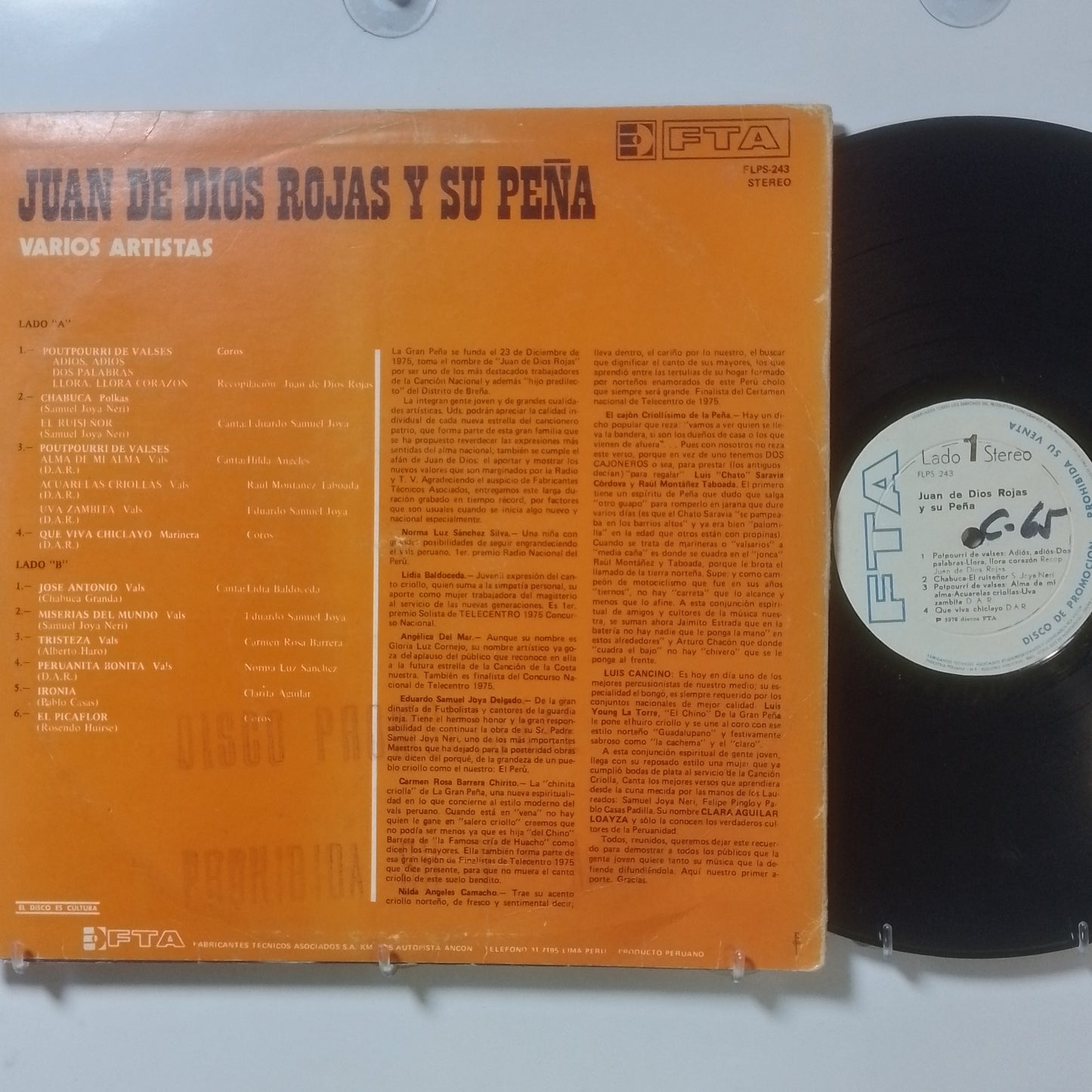 lp juan de dios rojas y su peña juan de dios rojas y su peña made peru 1976 promocional criollo folk