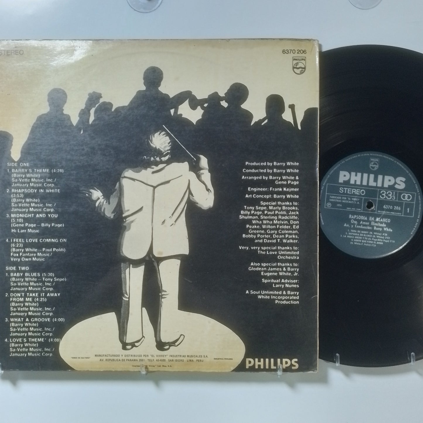 lp The Love Unlimited Orchestra Barry White Rhapsody In White made peru 1974 soul jazz