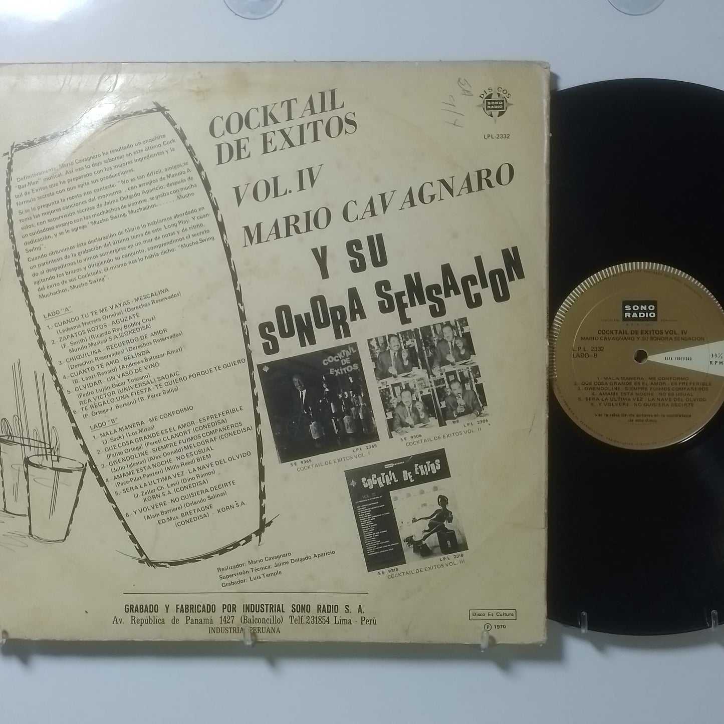 lp Mario Cavagnaro Y Su Sonora Sensacion Cocktail De Exitos Vol 4 made peru 1970 Psychedelic Salsa Cumbia