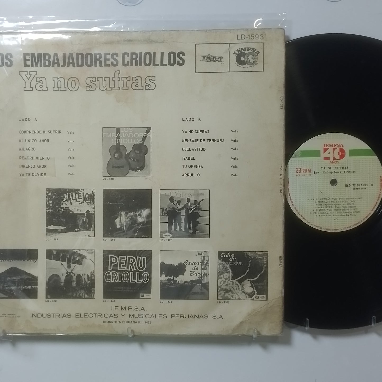 lp los embajadores criollos ya no sufras made peru 1965 criollo folk