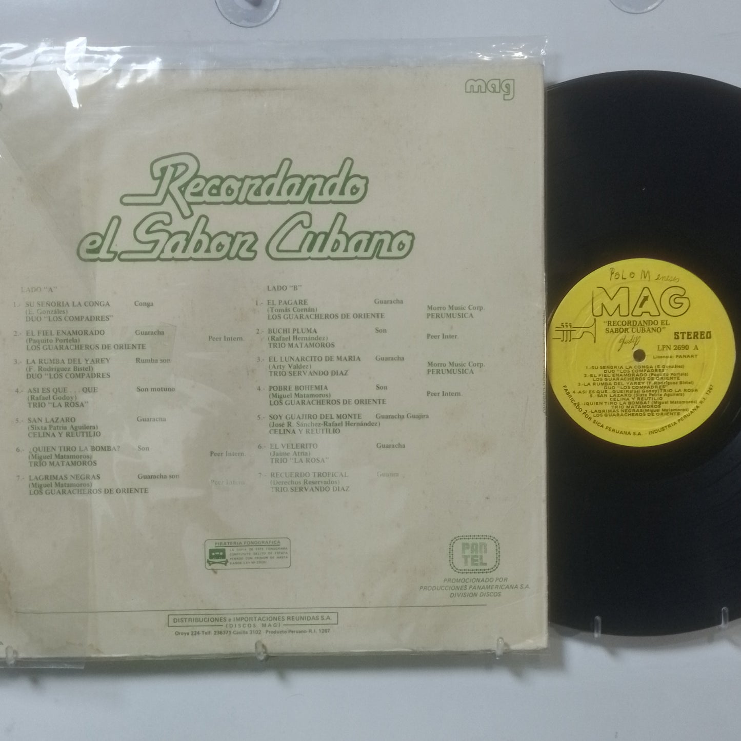 lp Recordando El Sabor Cubano los compadres trio la rosa trio matamoros varios made peru 1970 latin