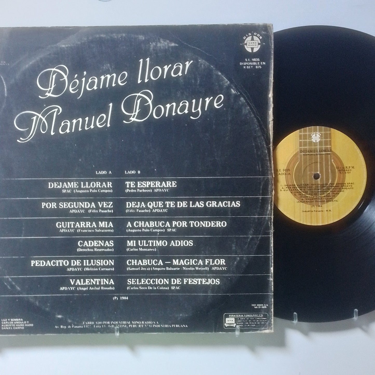 lp Manuel Donayre Dejame Llorar made peru 1984 criollo folk