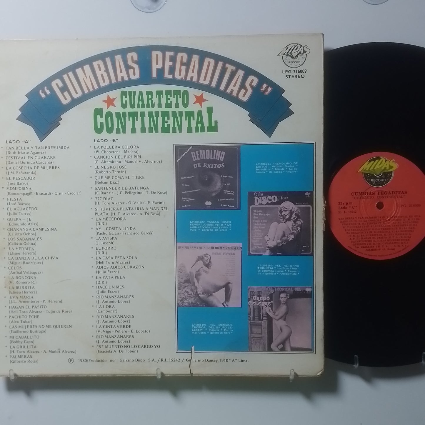 lp Cuarteto Continental Cumbias Pegaditas made peru 1984 latin cumbia