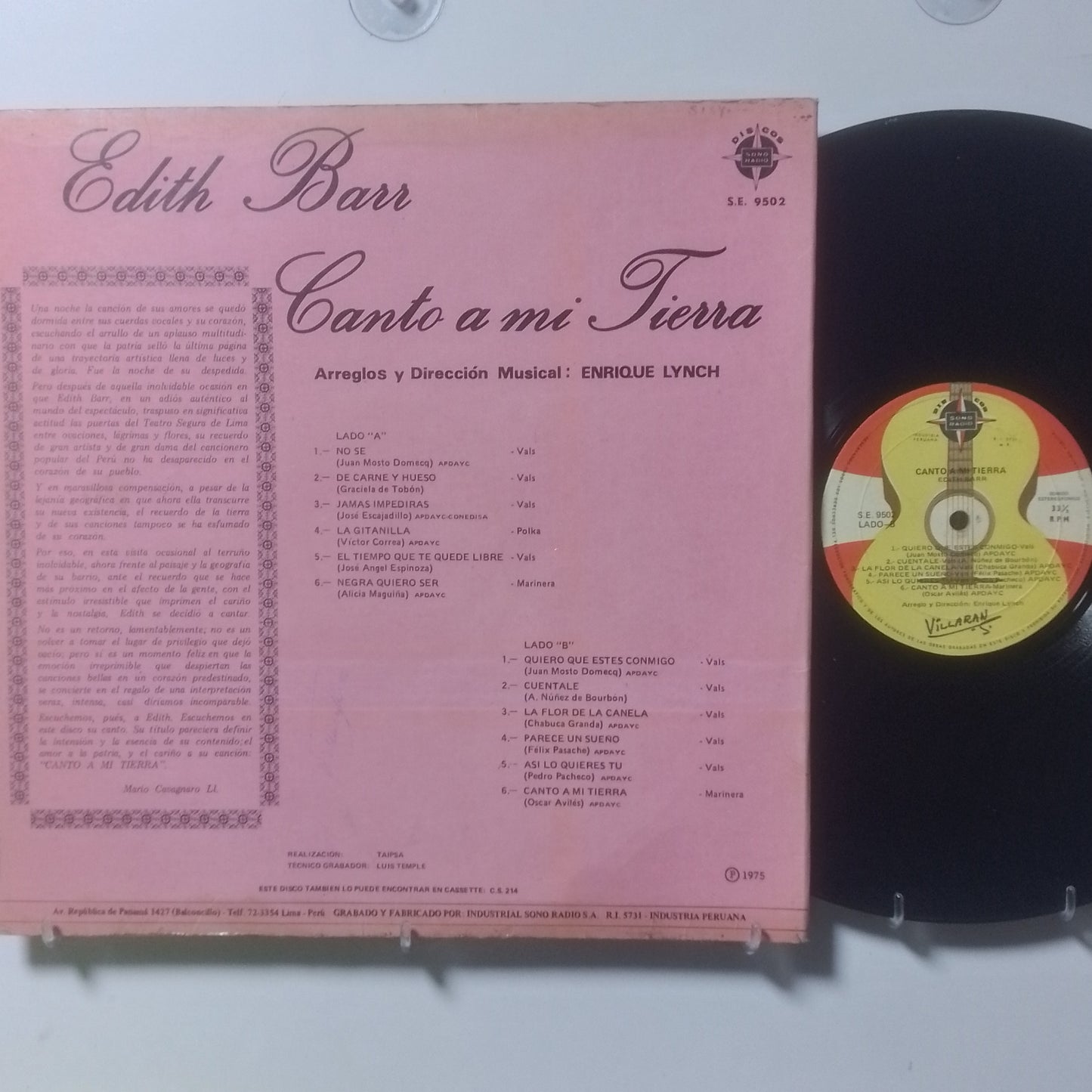 lp Edith Barr Canto A Mi Tierra made peru 1975 criollo folk