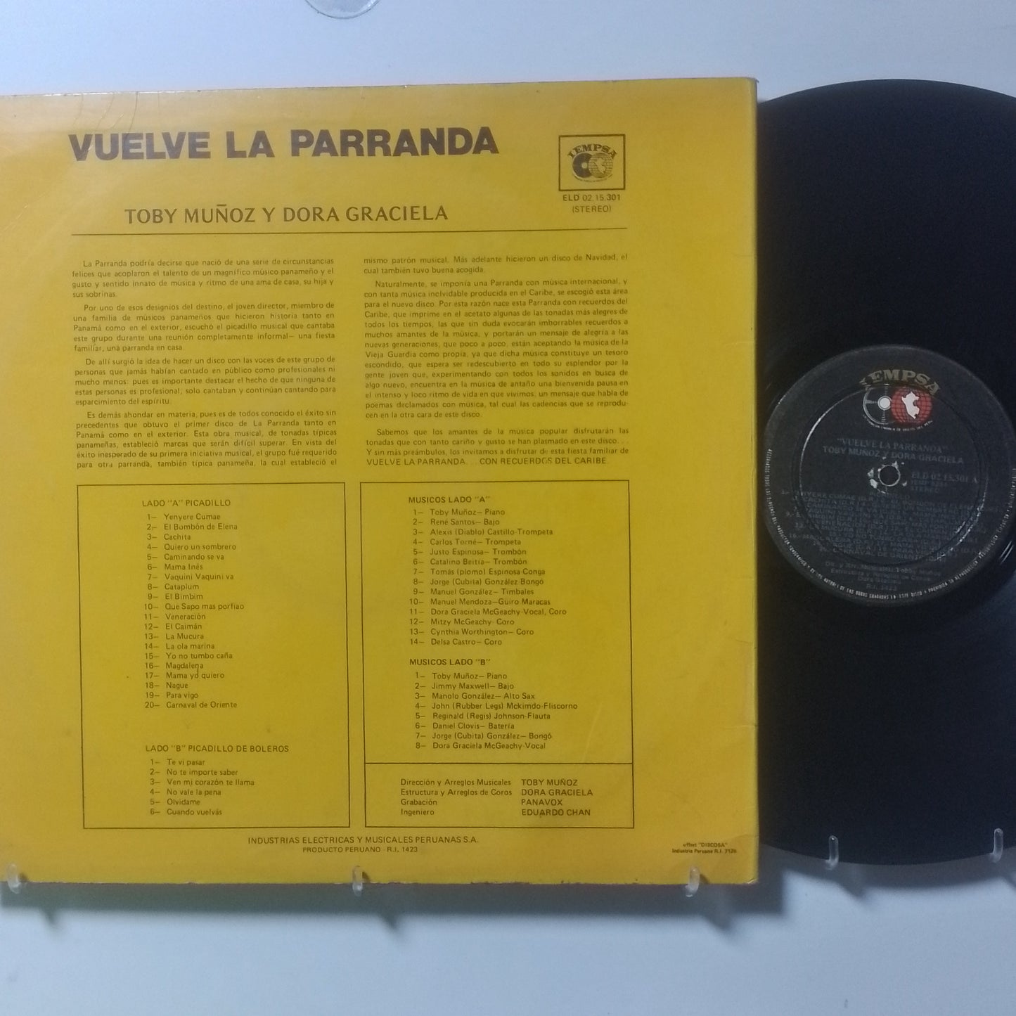 lp Toby Muñoz y Dora Graciela Vuelve La Parranda made peru 1975 cumbia salsa