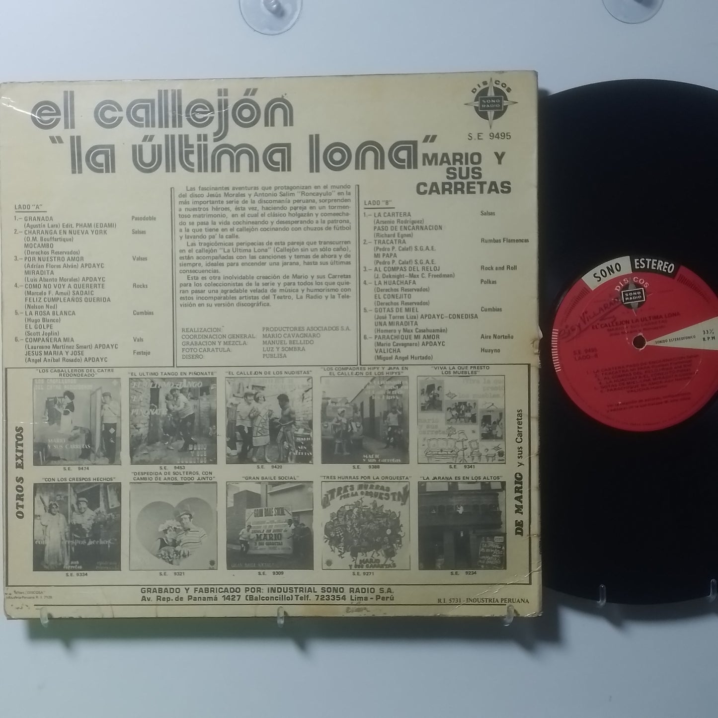 lp Mario Y Sus Carretas el callejon la ultima lona made peru 1970 polka vals folk