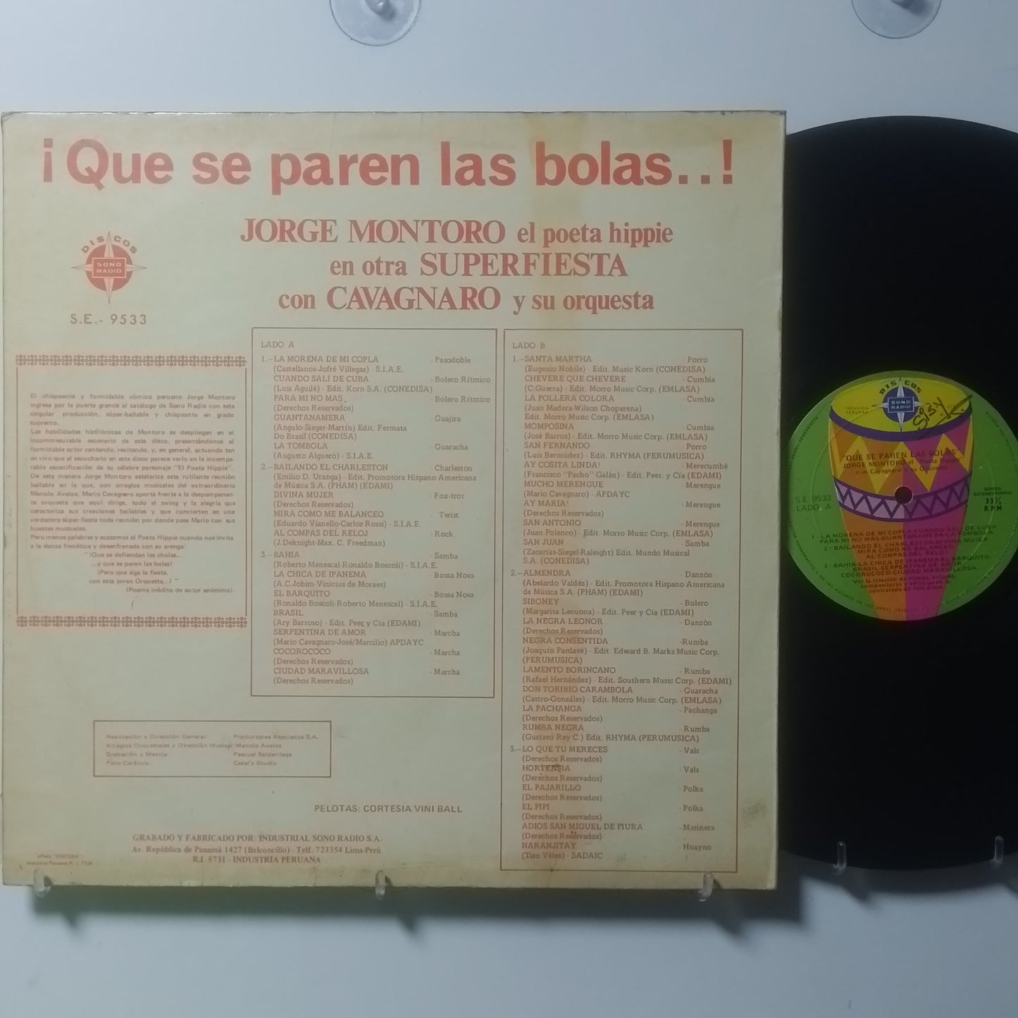 lp Jorge Montoro Con Cavagnaro Y Su Orquesta Que Se Paren Las Bolas made peru 1975 tropical latin