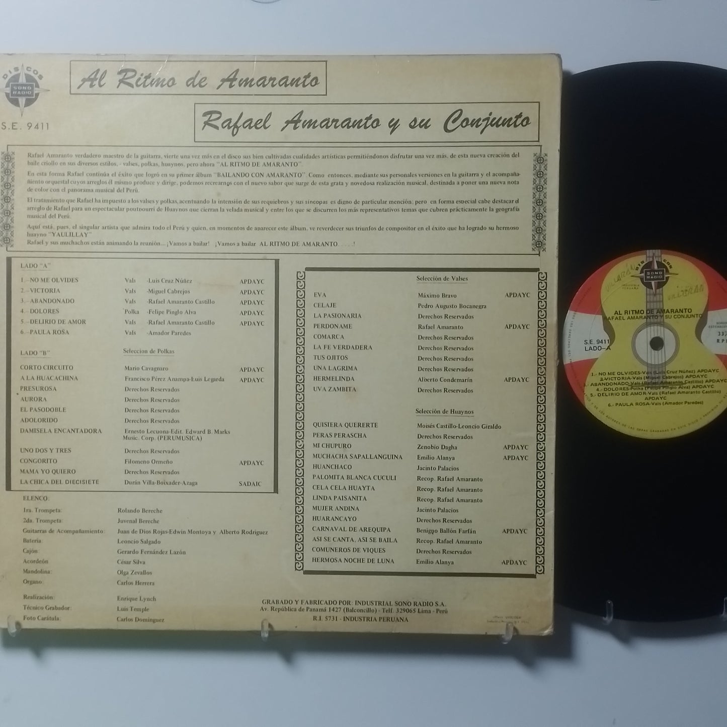 lp Rafael Amaranto Y Su Conjunto Al Ritmo De Amaranto made peru 1980 criollo folk