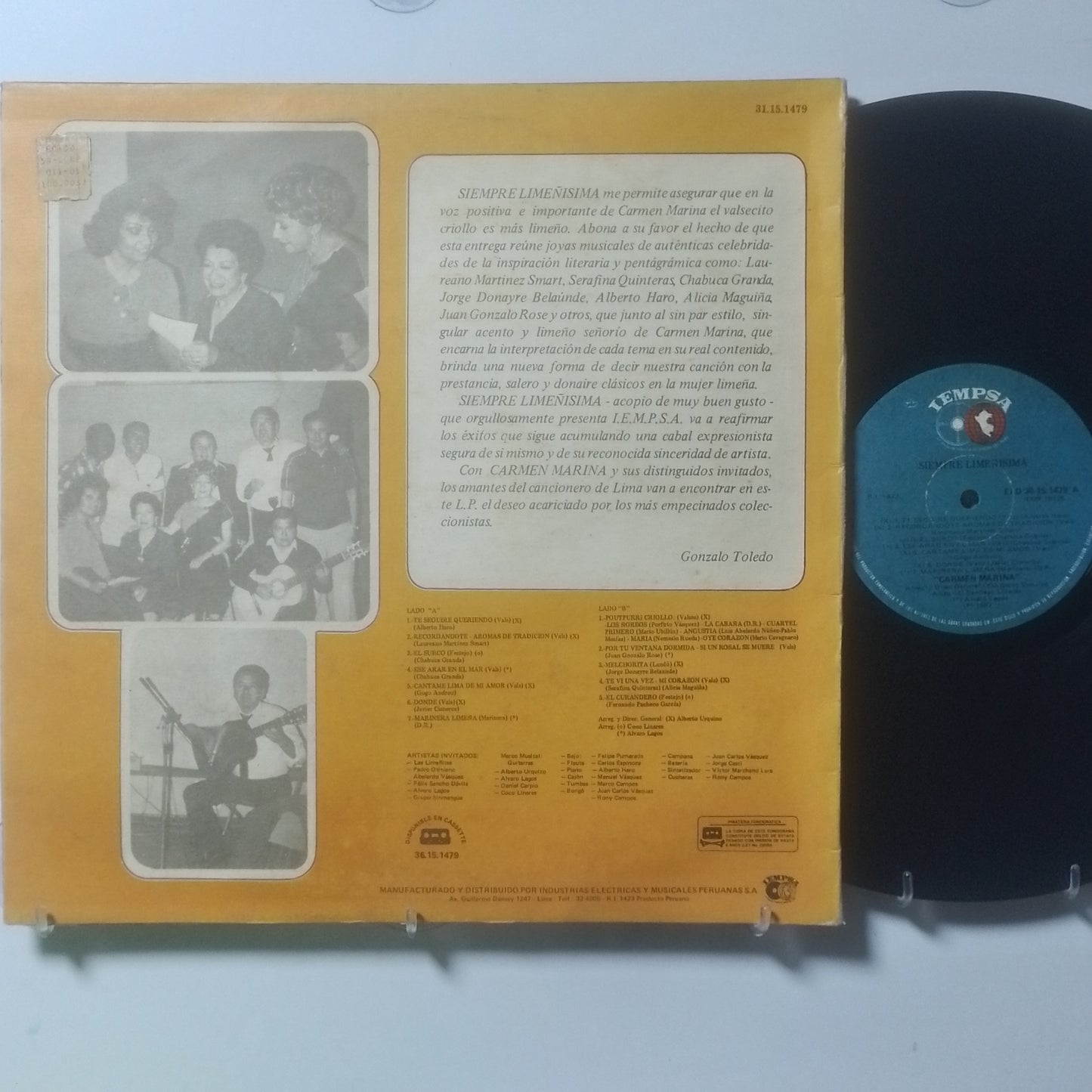 lp Carmen Marina Siempre Limeñisima made peru 1987 criollo folk