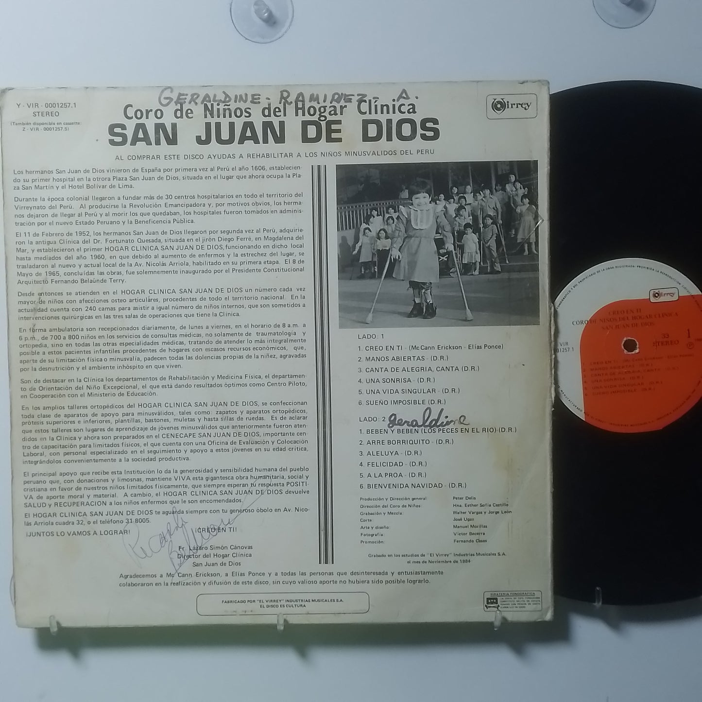 lp coro de niños del hogar clinica san juan de dios creo en ti made peru 1984 coros niños