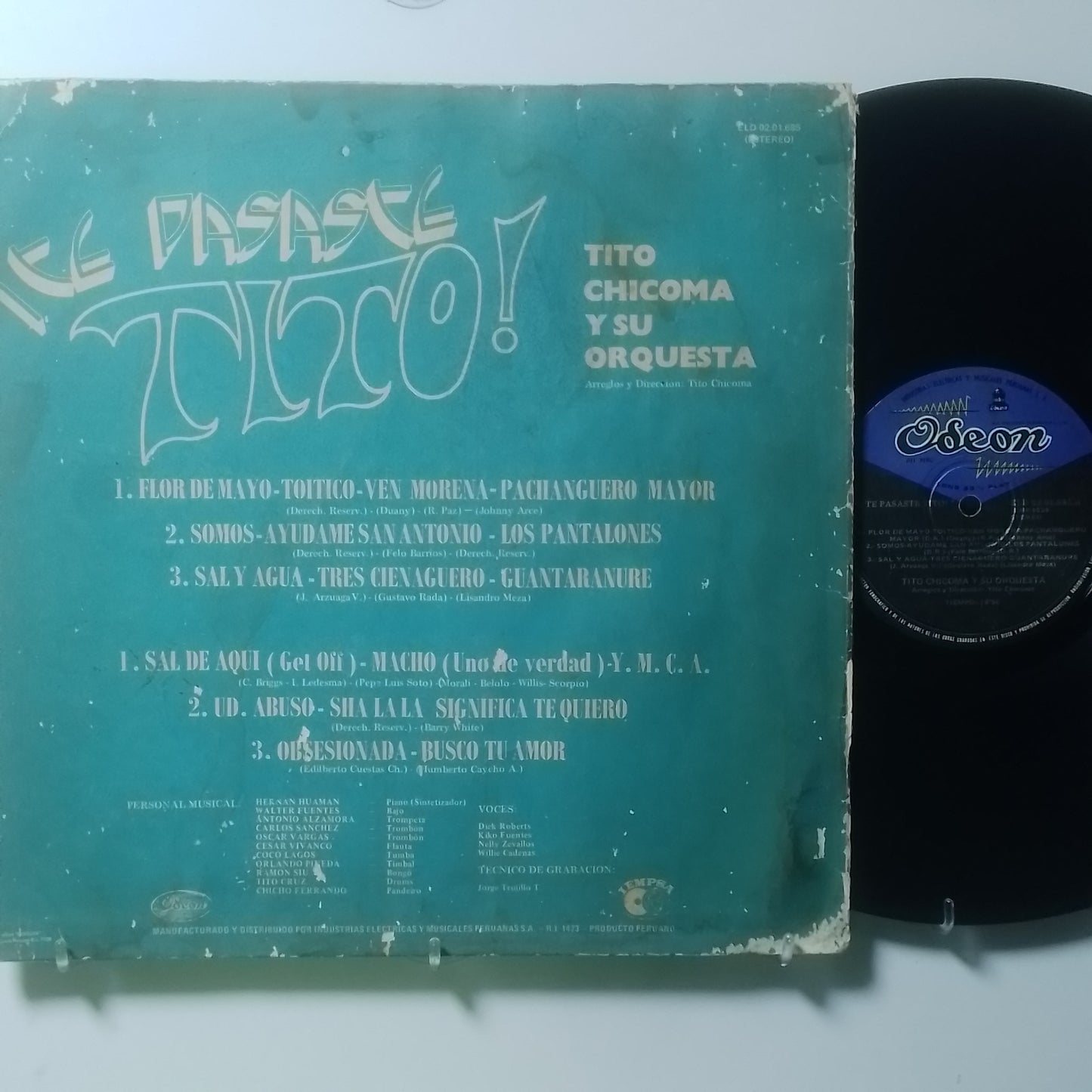 lp Tito Chicoma Y Su Orquesta Te Pasaste Tito made peru 1978 salsa