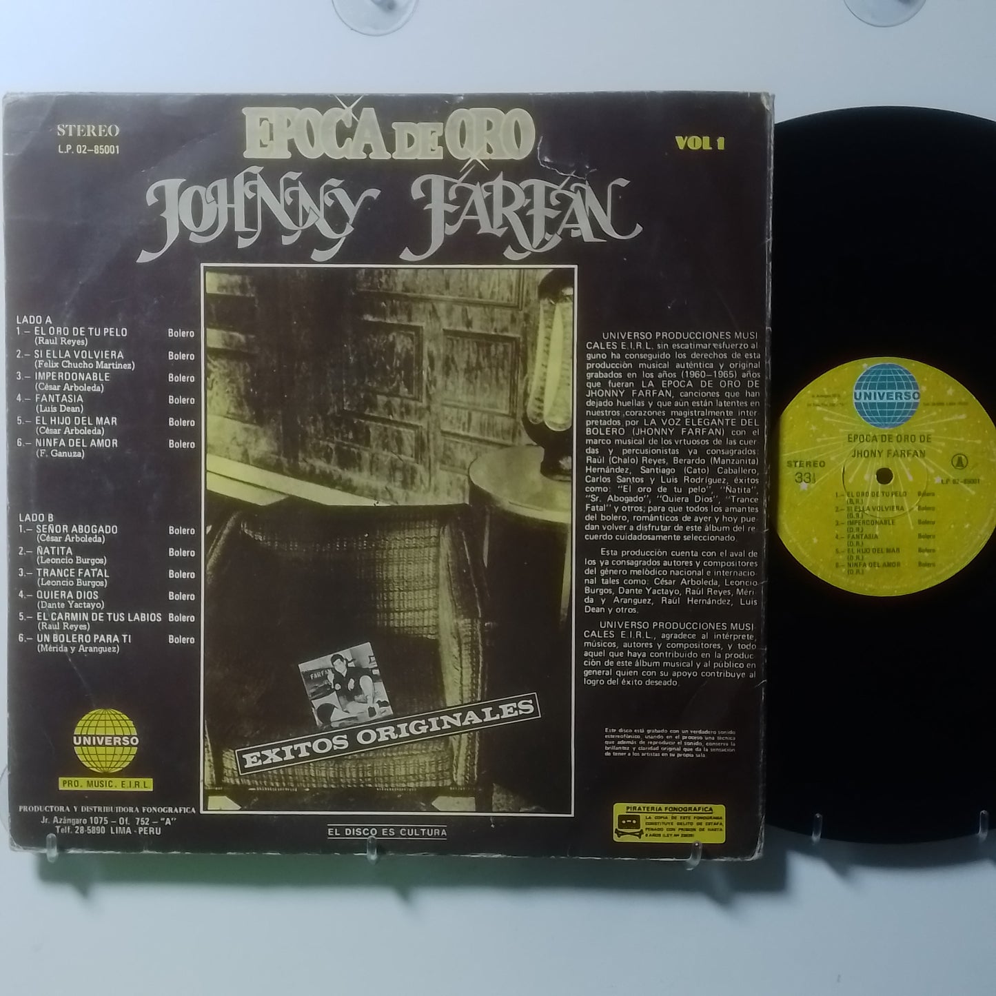 lp Johnny Farfan epoca de oro made peru 1980 latin bolero