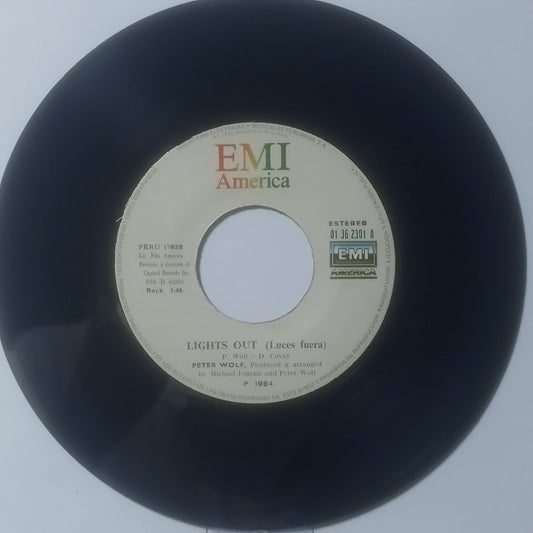 Single 7" Peter Wolf Lights Out / Poor Girl's Heart made Peru 1984 Electronic Rock